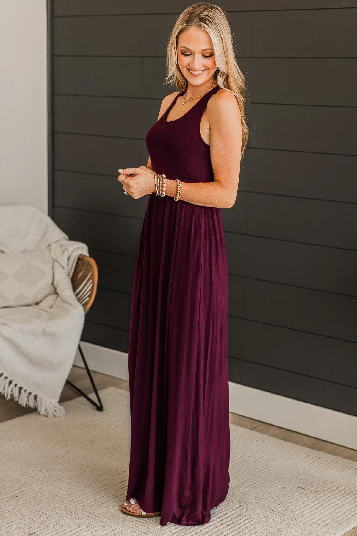 Undeniable Charm Knit Maxi Dress- Burgundy - Image 6