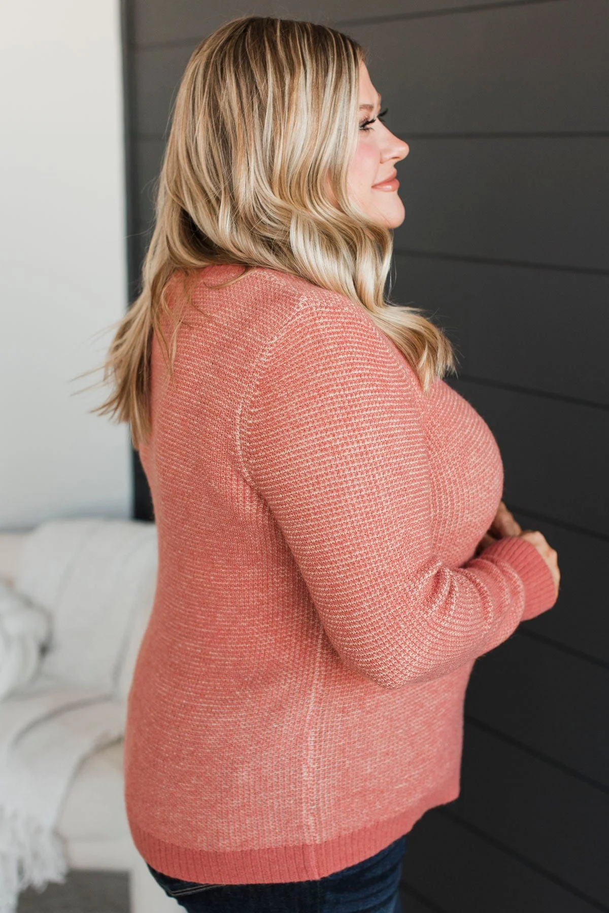 Undeniable Chemistry Knit Sweater- Dark Coral - Image 6