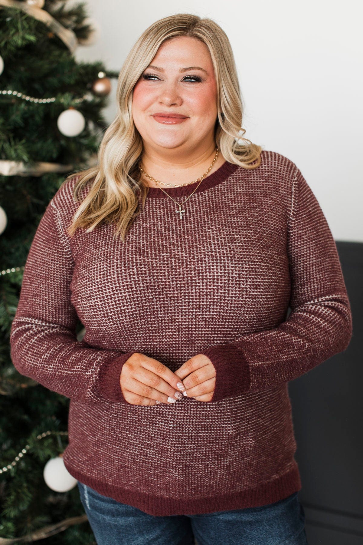 Undeniable Chemistry Knit Sweater- Wine - Image 3