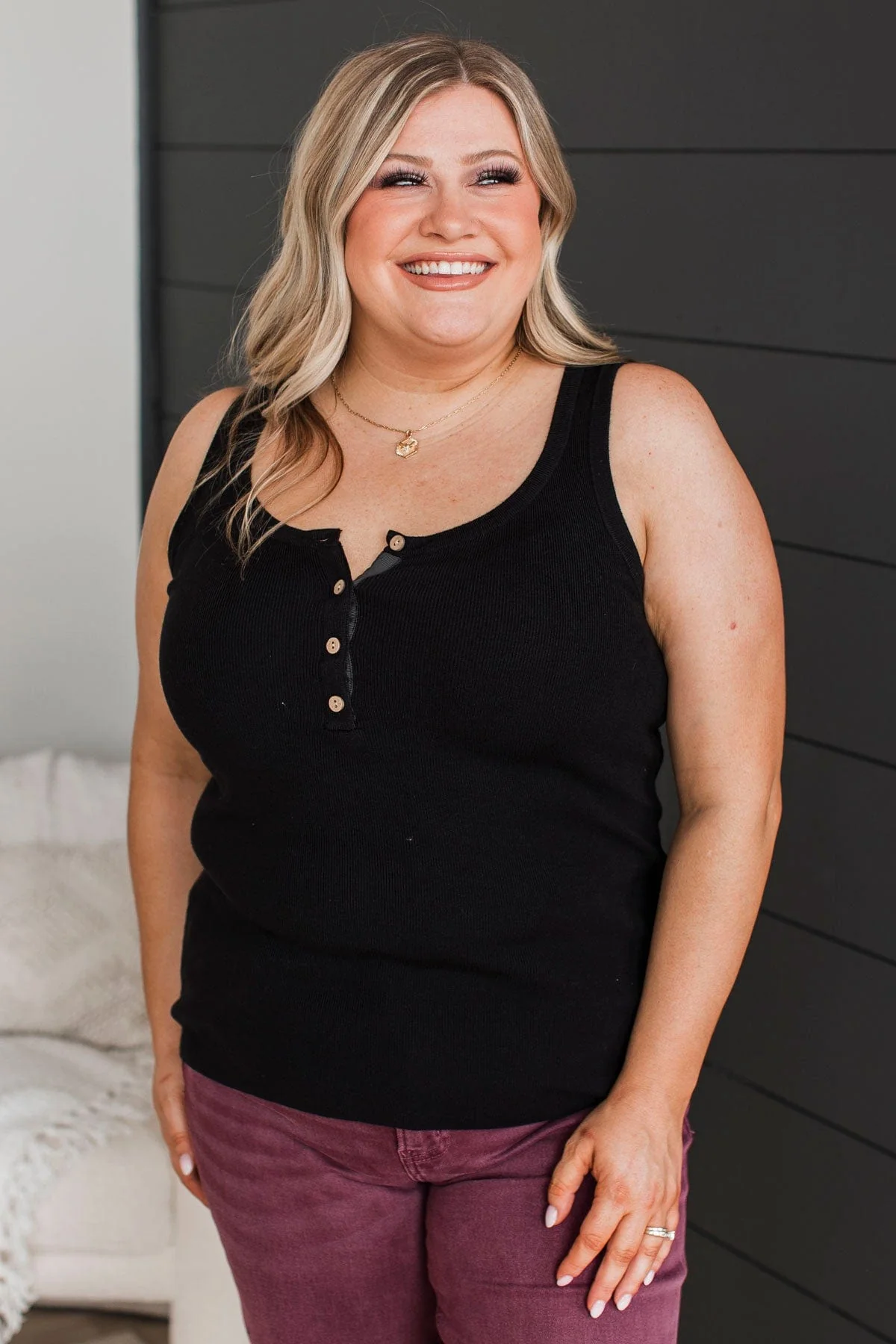 Undeniably Perfect Ribbed Tank Top- Black - Image 2