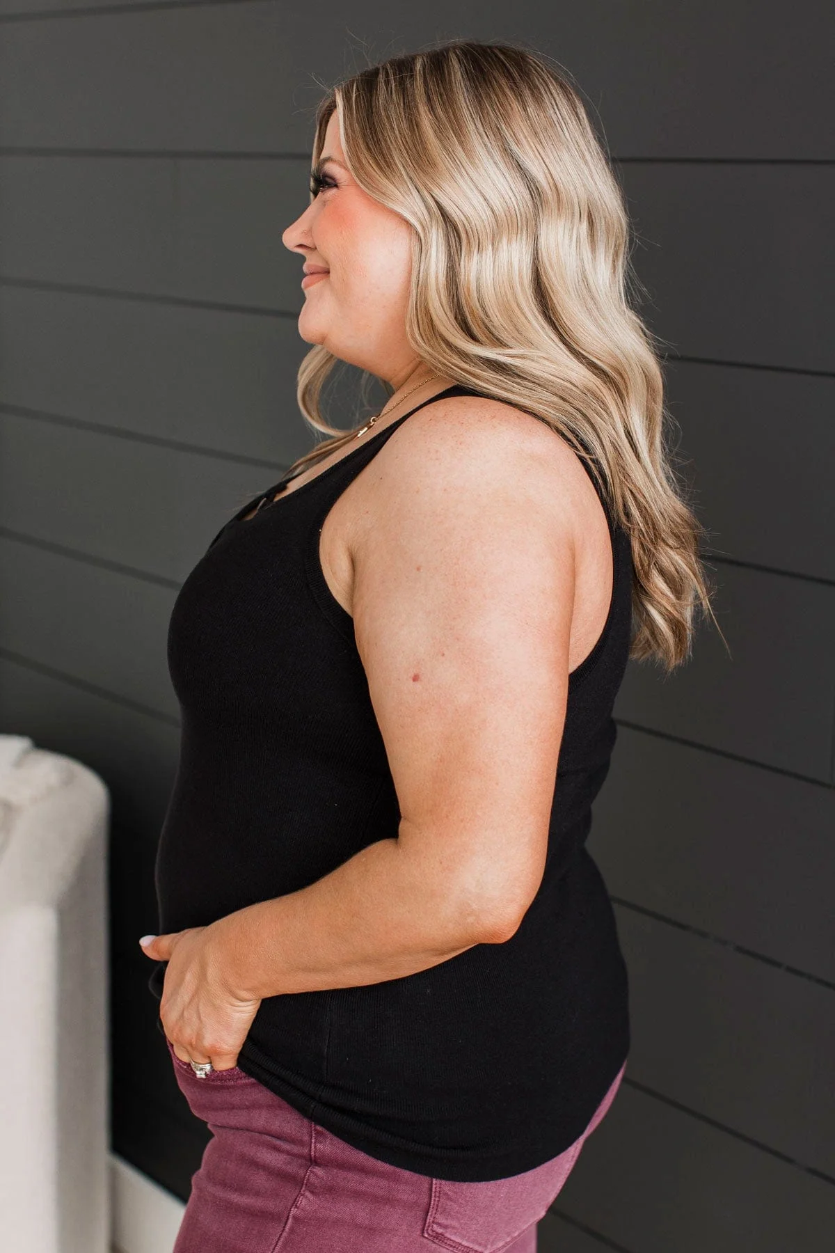 Undeniably Perfect Ribbed Tank Top- Black - Image 6