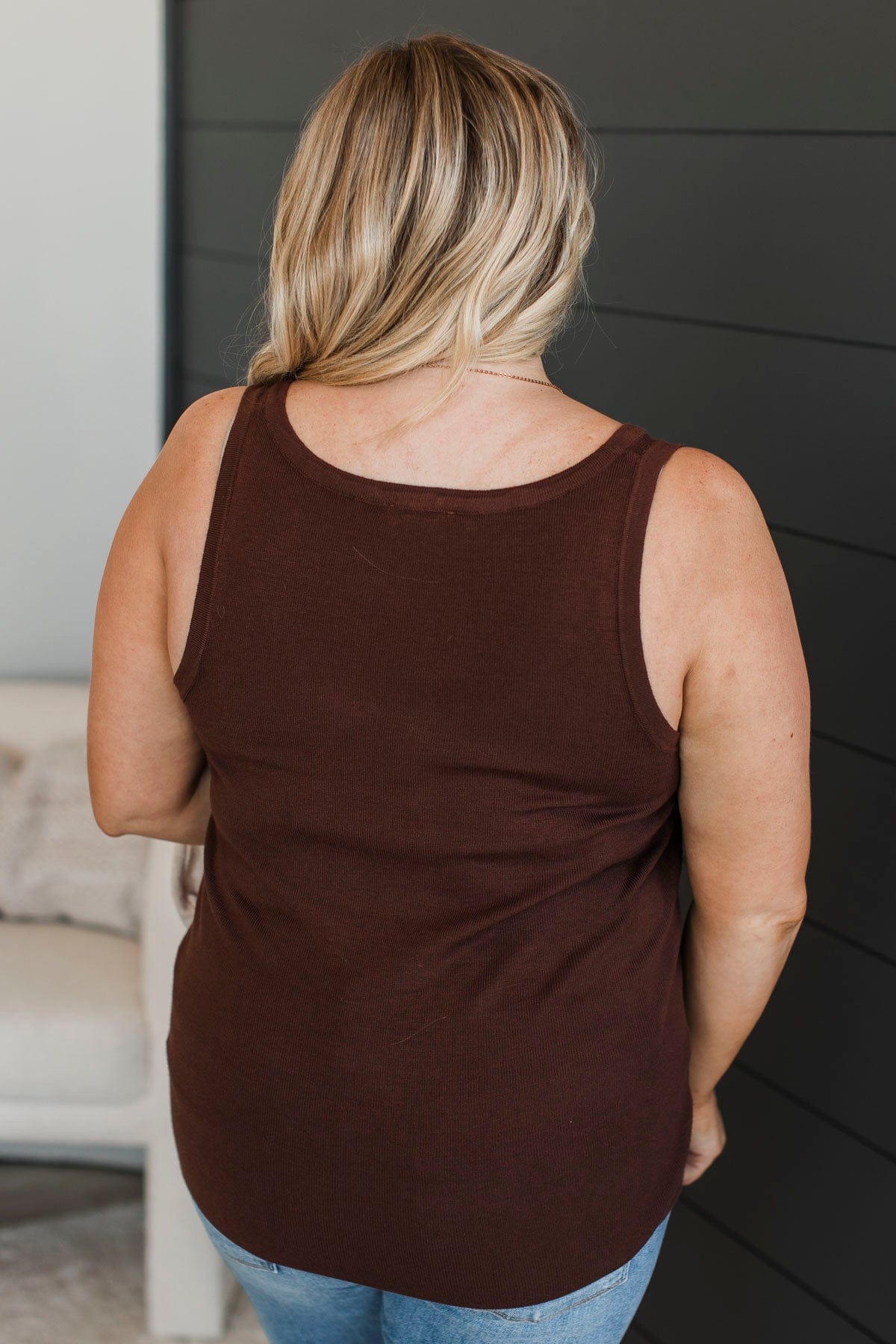 Undeniably Perfect Ribbed Tank Top- Dark Brown - Image 8