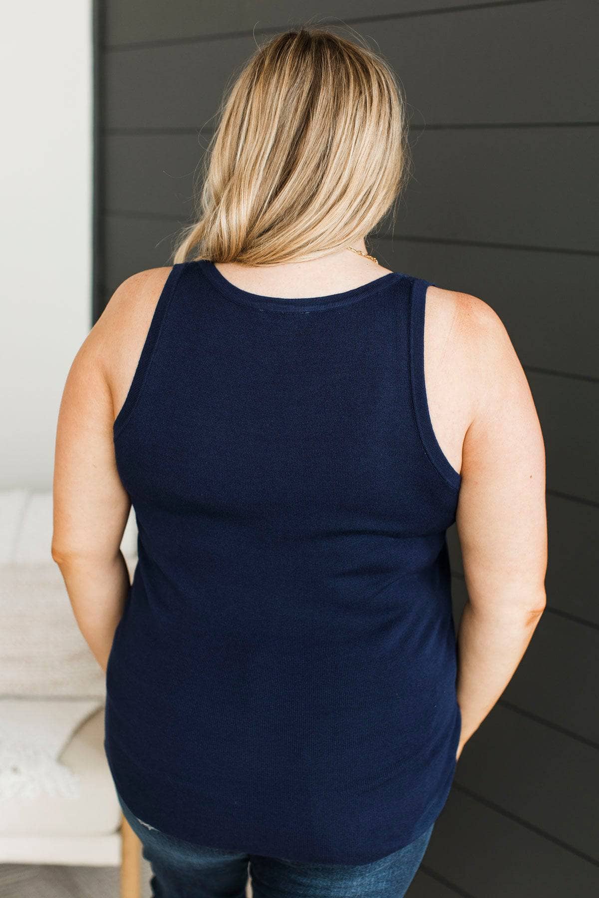 Undeniably Perfect Ribbed Tank Top- Dark Navy - Image 8