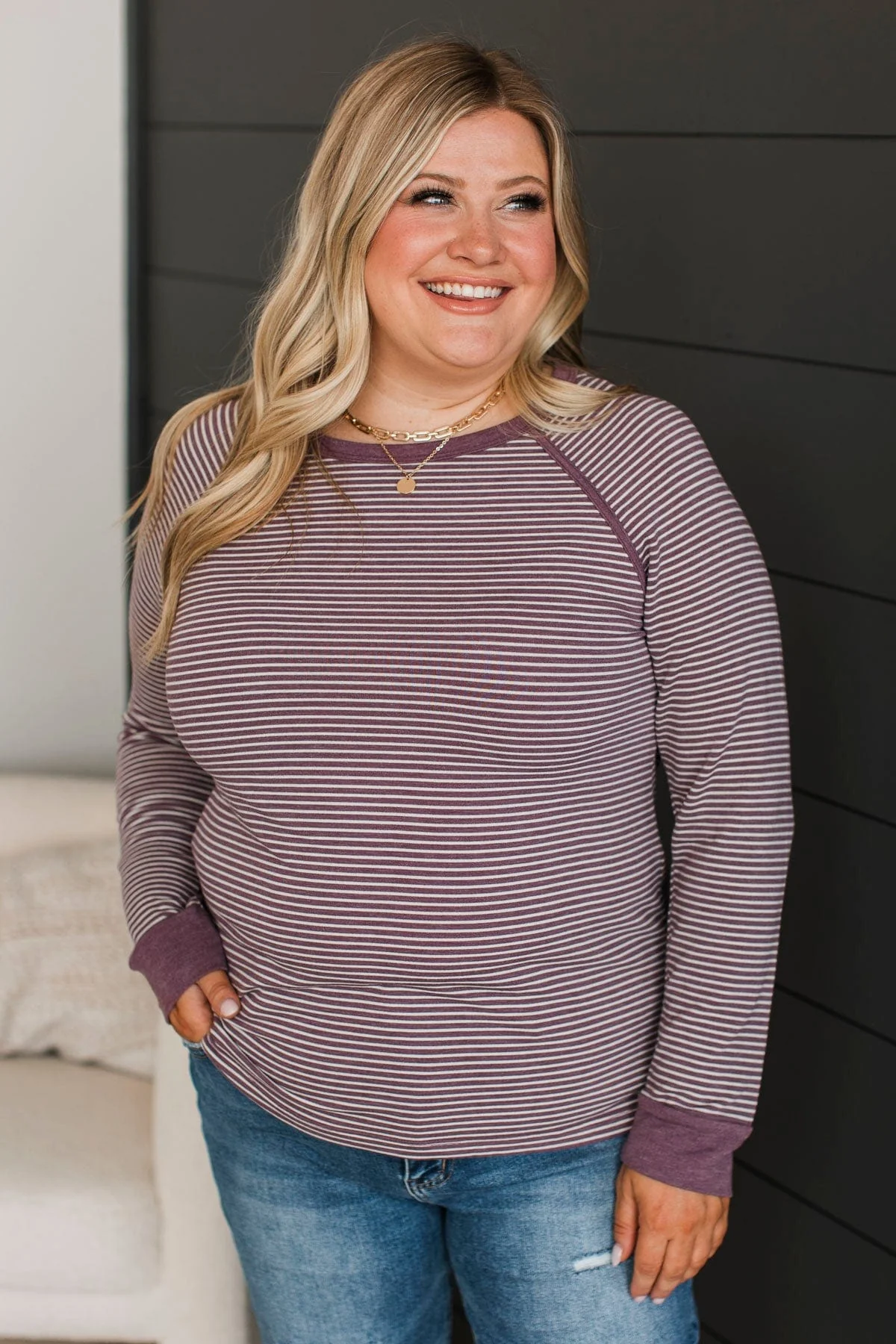 Undeniably Yours Striped Top- Light Plum - Image 2