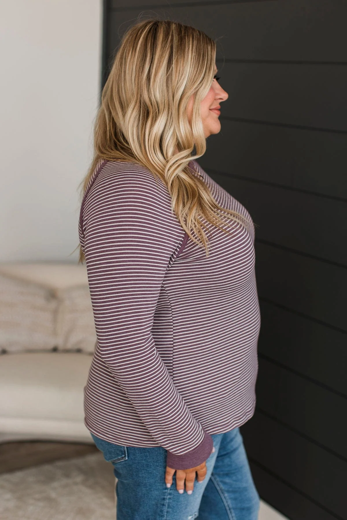Undeniably Yours Striped Top- Light Plum - Image 5