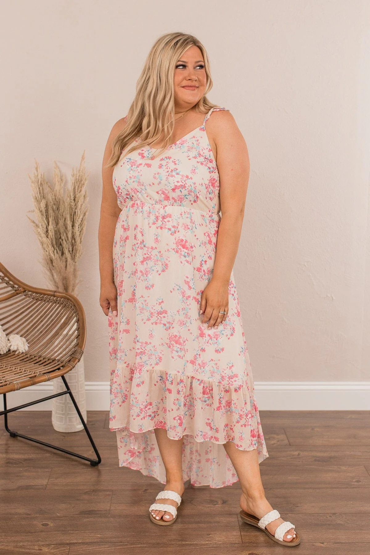 Under The Blossoms High-Low Dress- Cream - Image 2