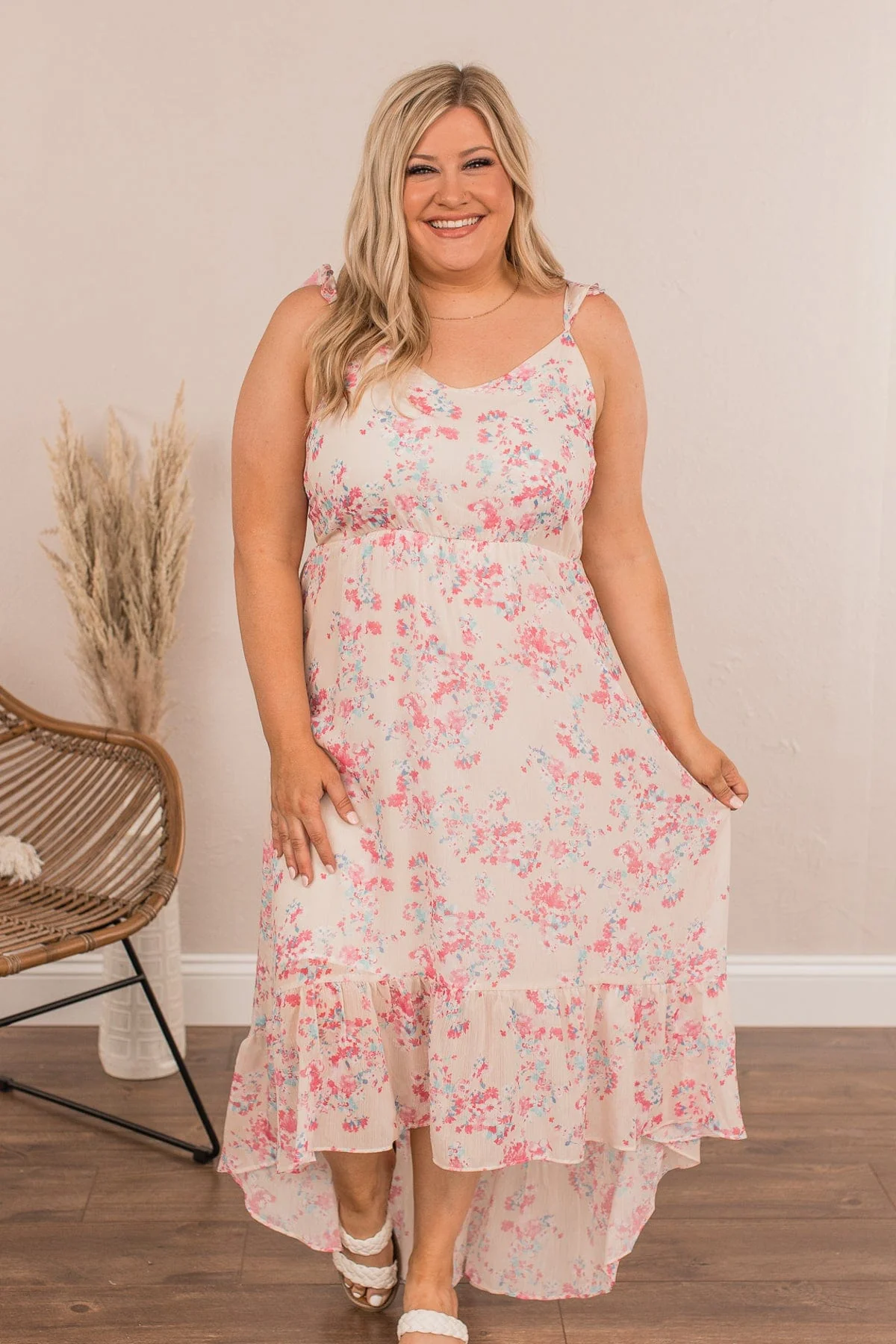 Under The Blossoms High-Low Dress- Cream - Image 4