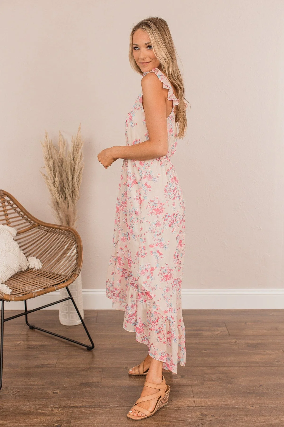 Under The Blossoms High-Low Dress- Cream - Image 5