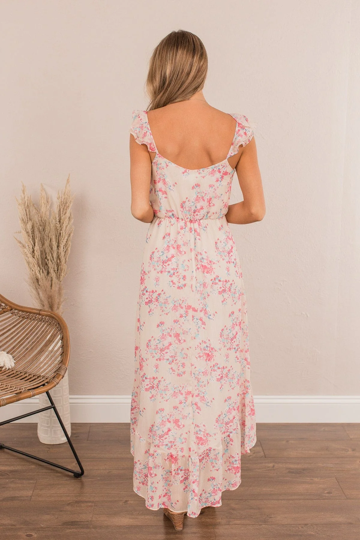 Under The Blossoms High-Low Dress- Cream - Image 7