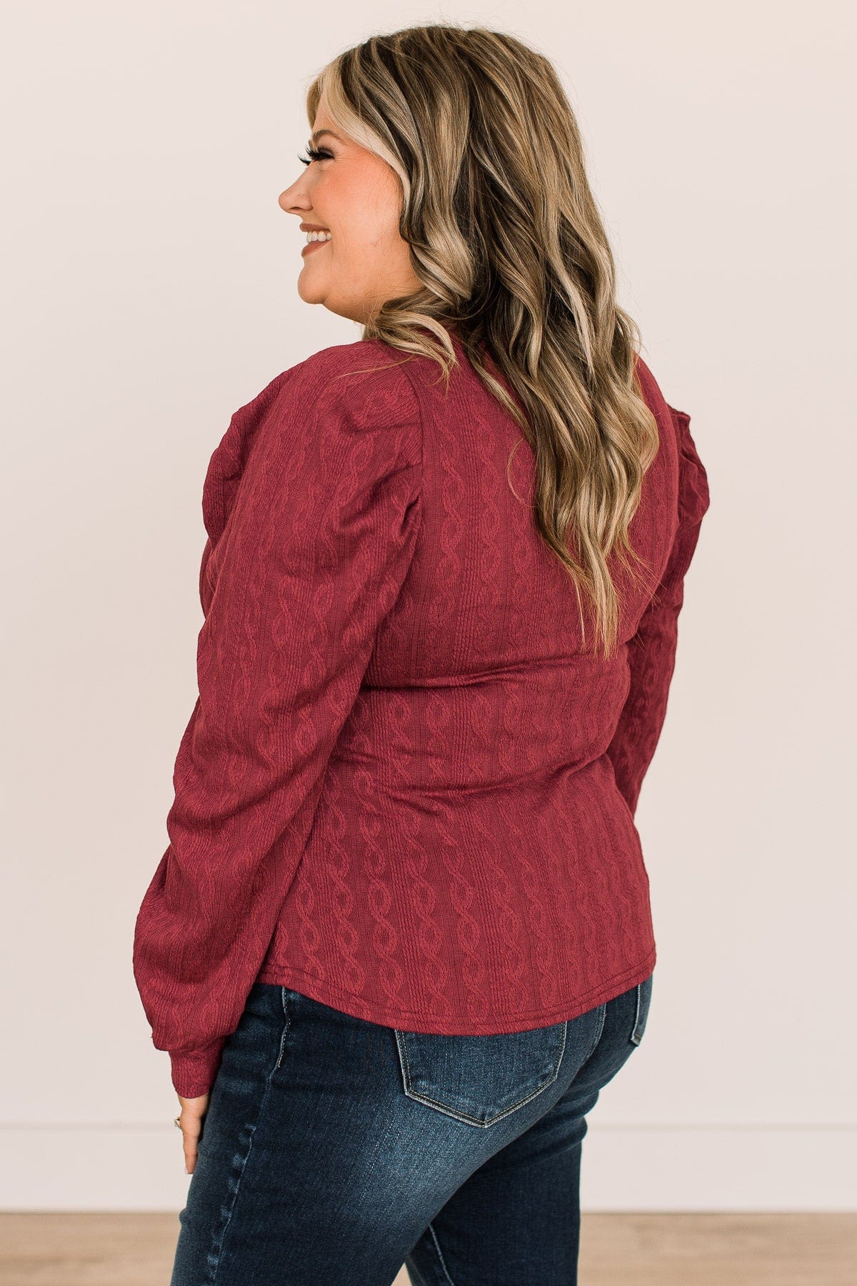 Under The Mistletoe Knit Top- Burgundy - Image 5