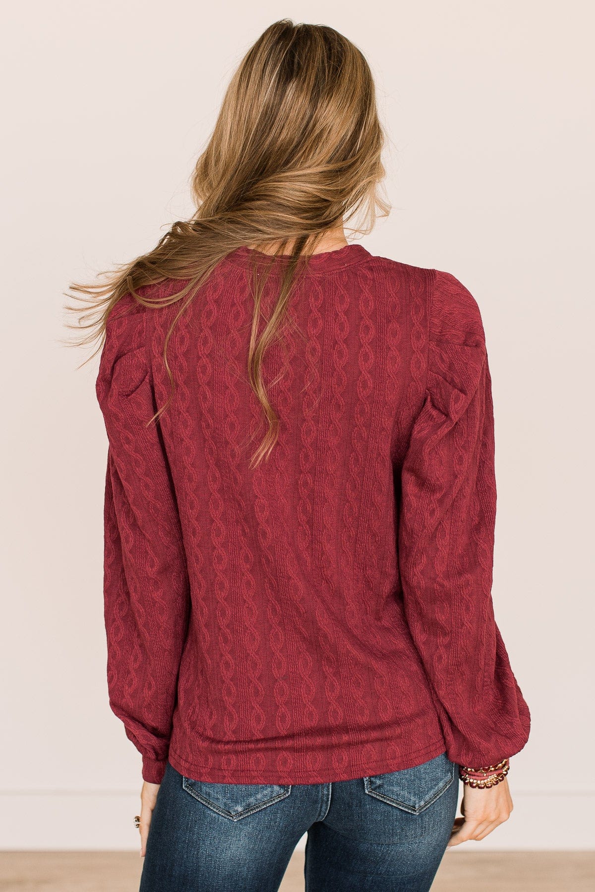 Under The Mistletoe Knit Top- Burgundy - Image 7