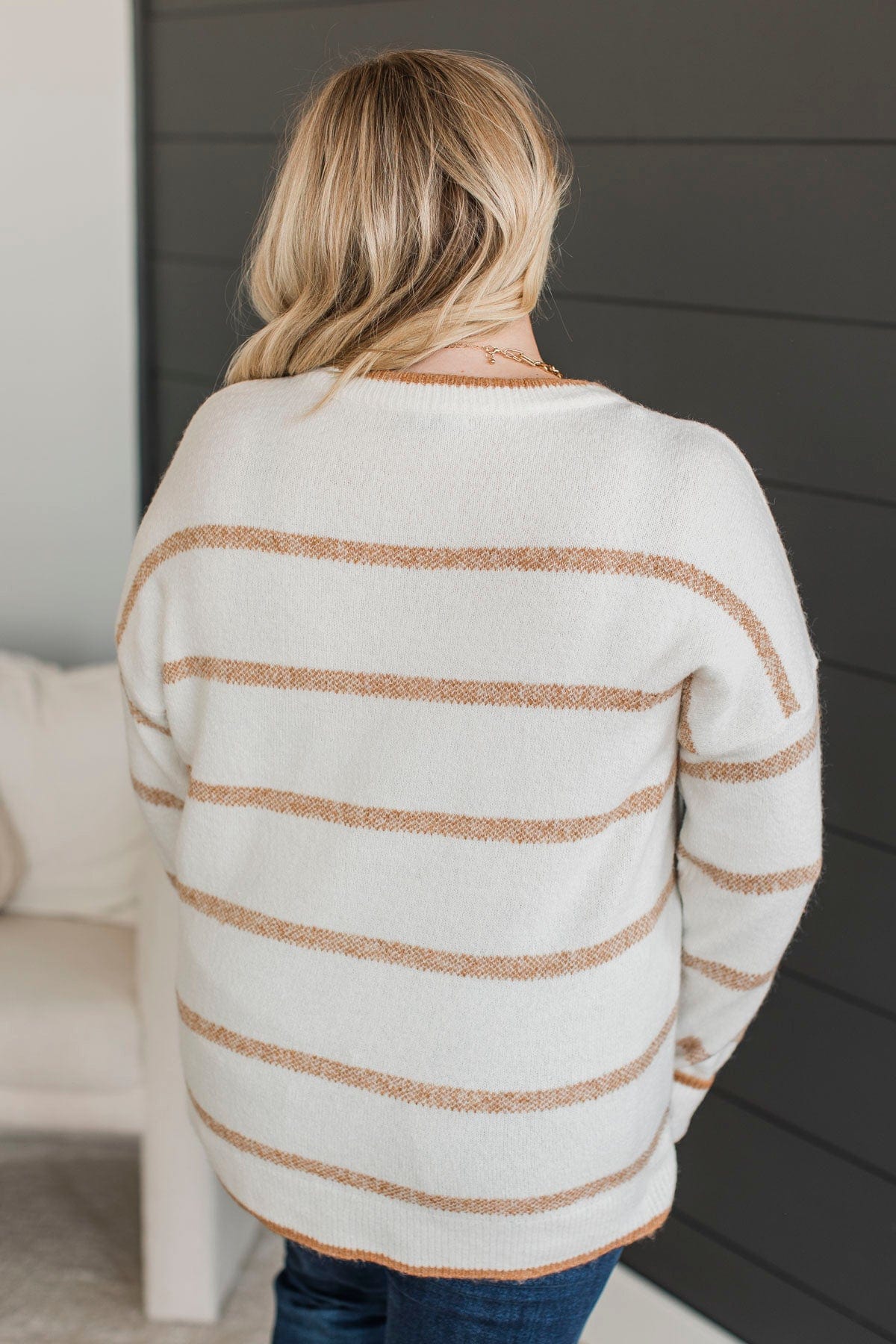 Undivided Attention Striped Sweater- Ivory & Honey - Image 6