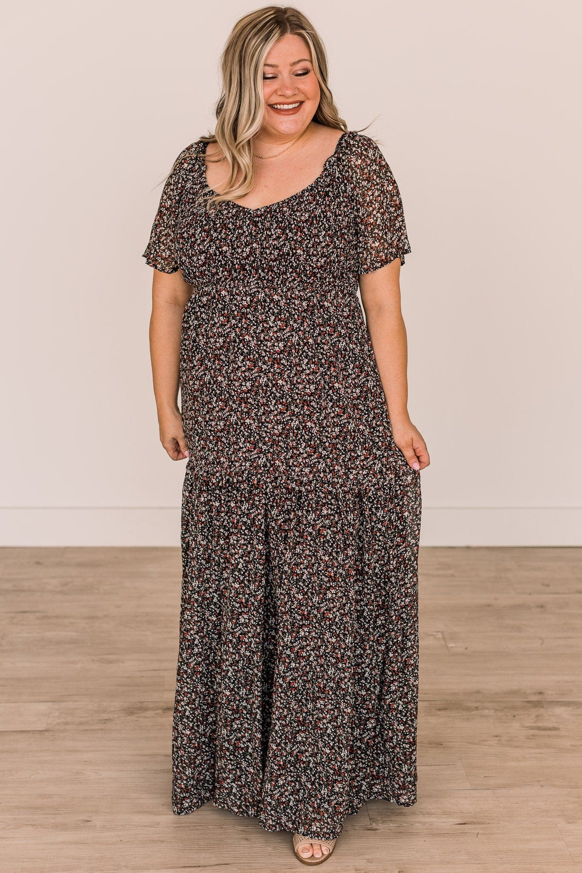 Unexpected Moments Floral Maxi Dress- Black - Image 2