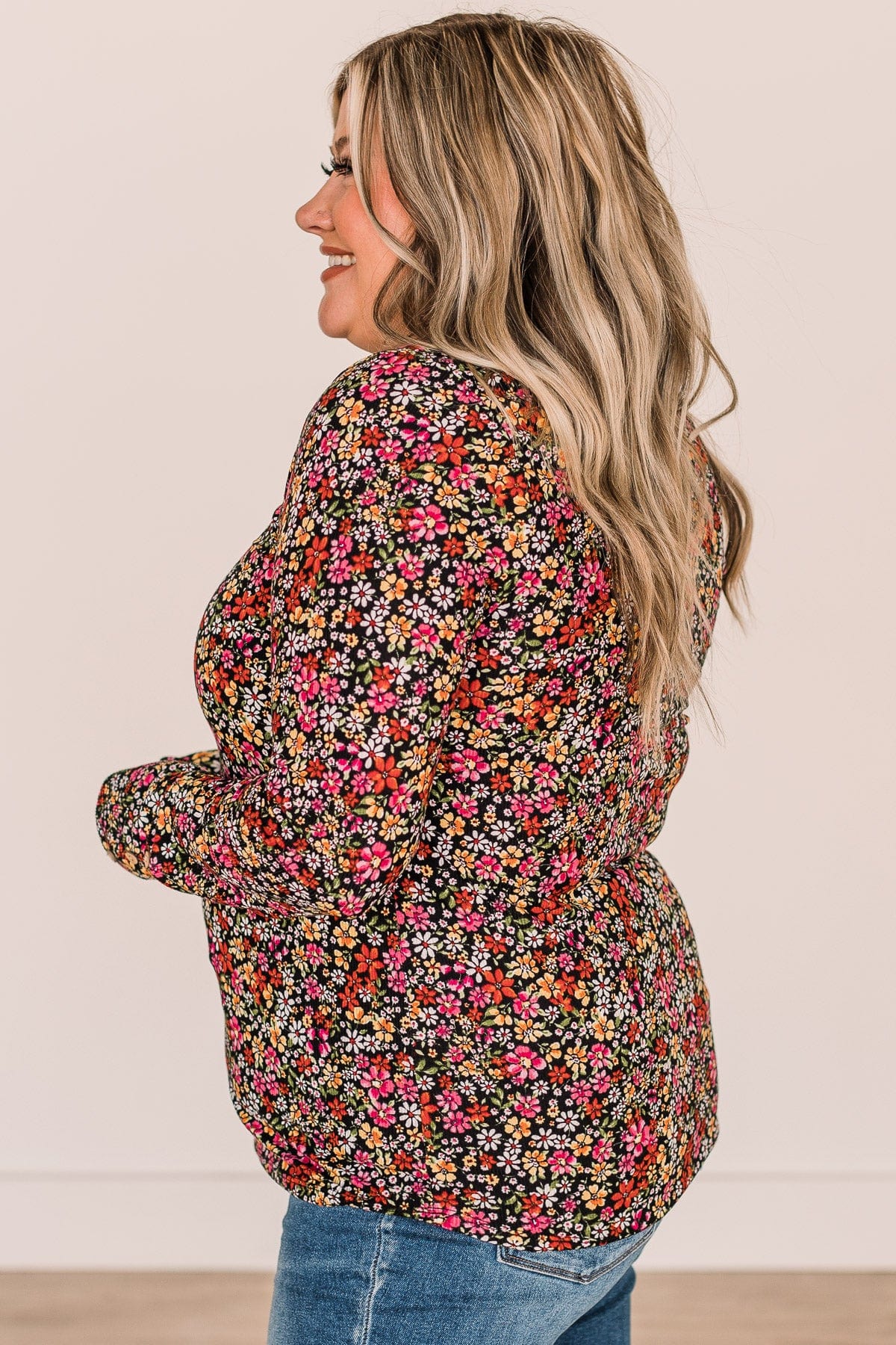 Unexplainable Feelings Floral Knit Top- Black - Image 6