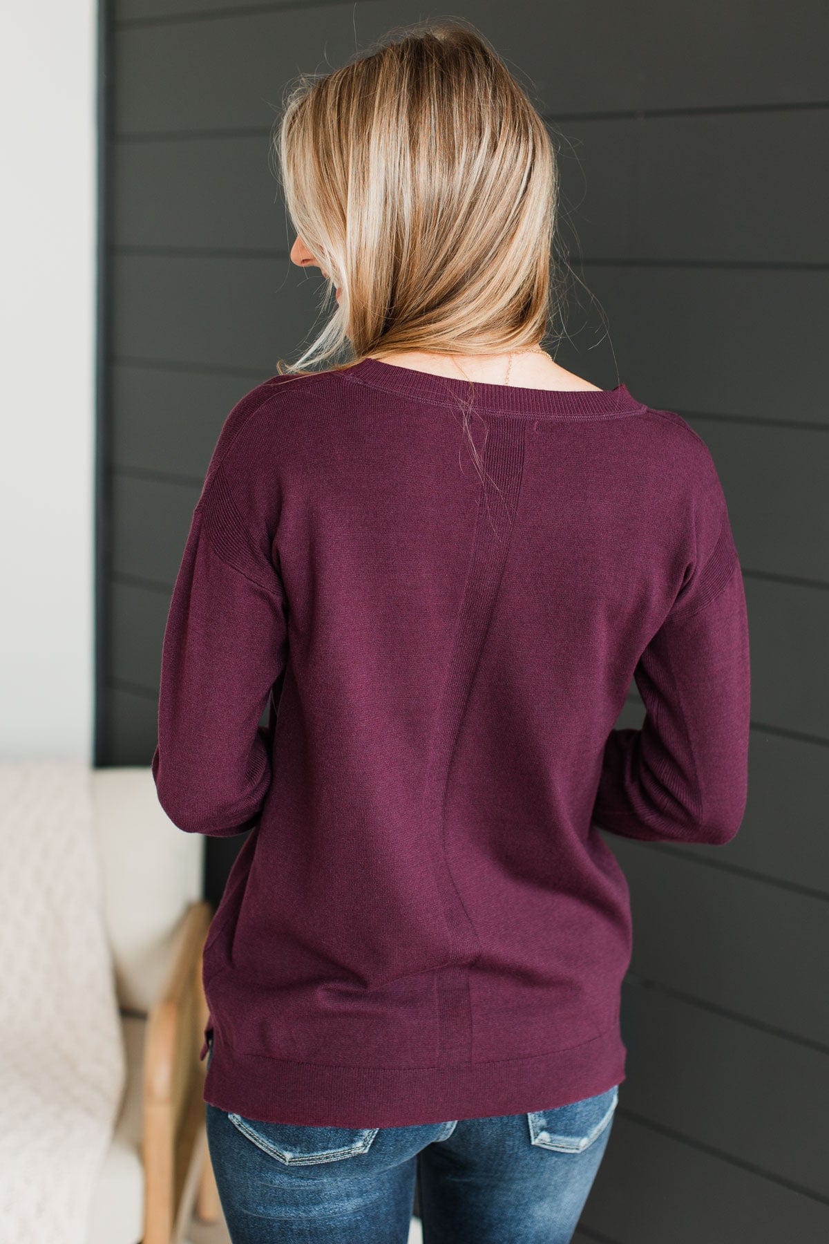 Unforgettable Feeling Knit Sweater- Dark Plum - Image 6