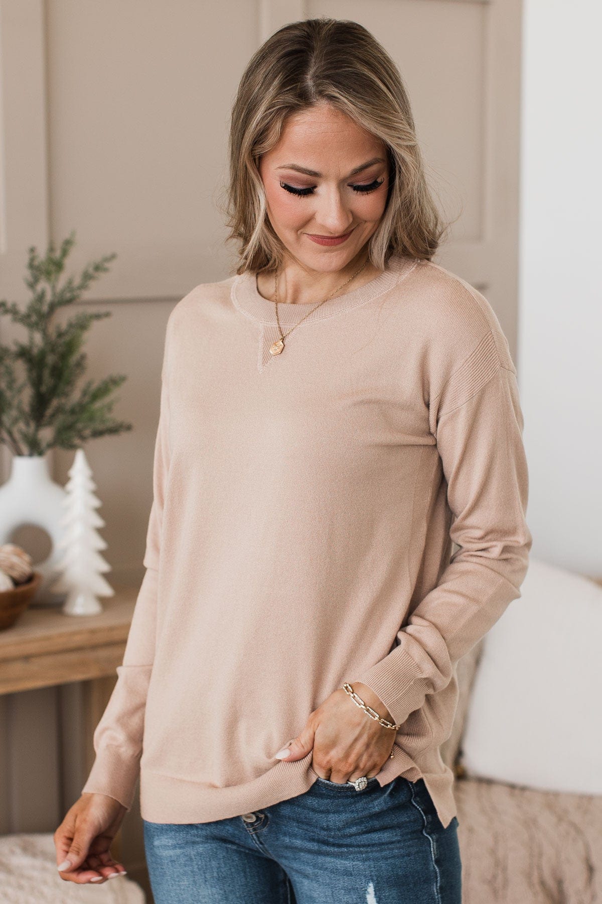 Unforgettable Feeling Knit Sweater- Taupe - Image 5