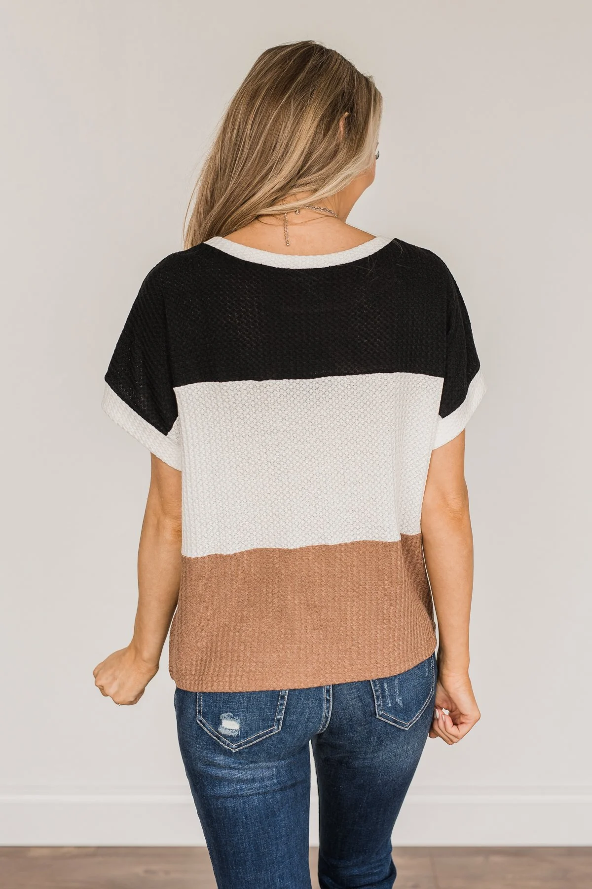 Unforgettable Fun Color Block Top- Black, Ivory & Mocha - Image 13