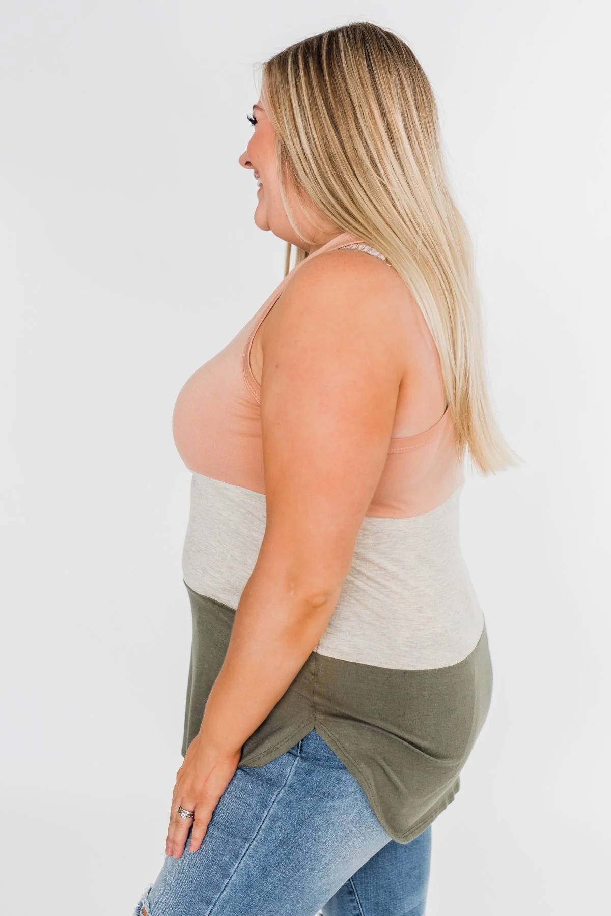Unforgettable Racerback Color Block Tank Top- Blush - Image 4