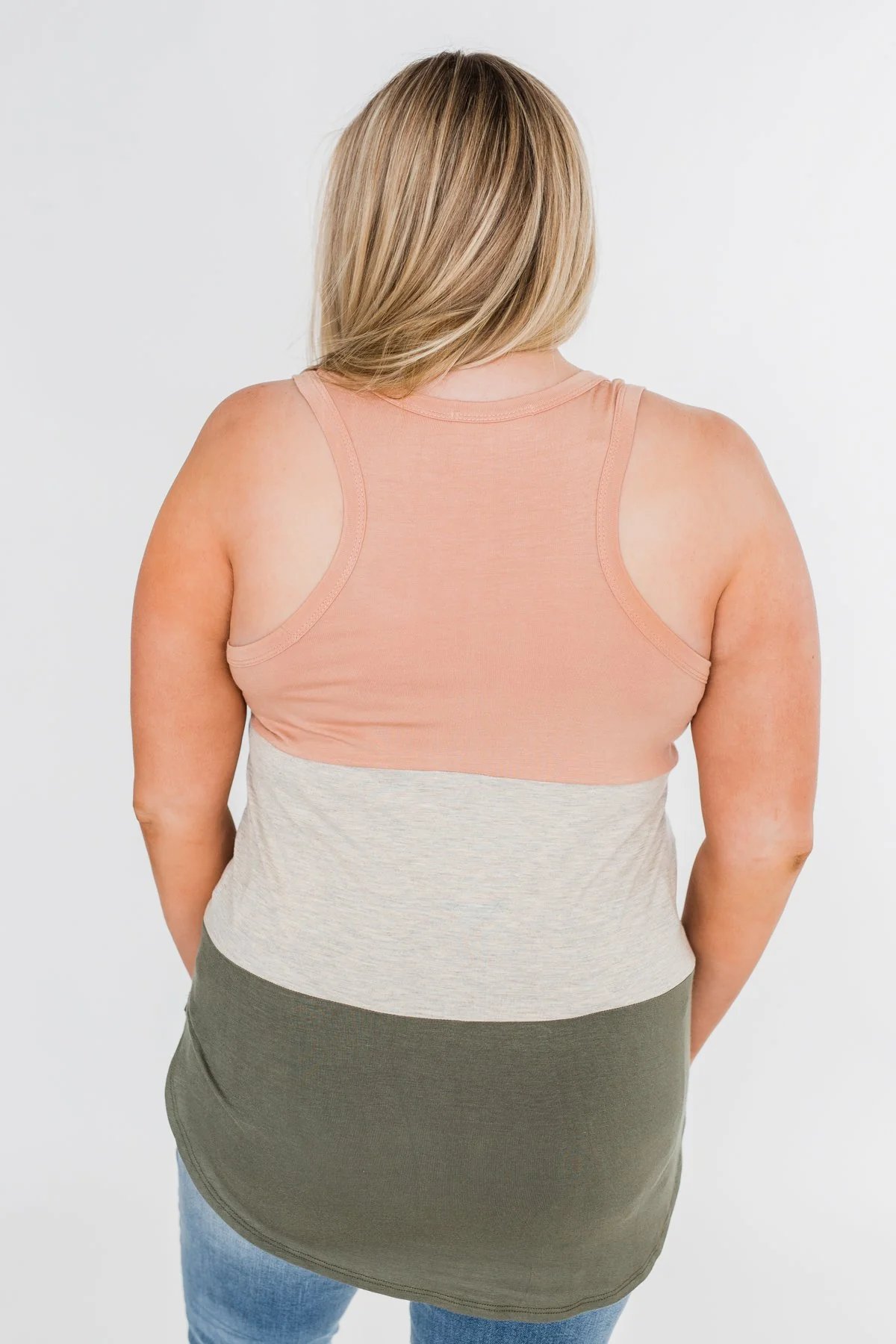 Unforgettable Racerback Color Block Tank Top- Blush - Image 5