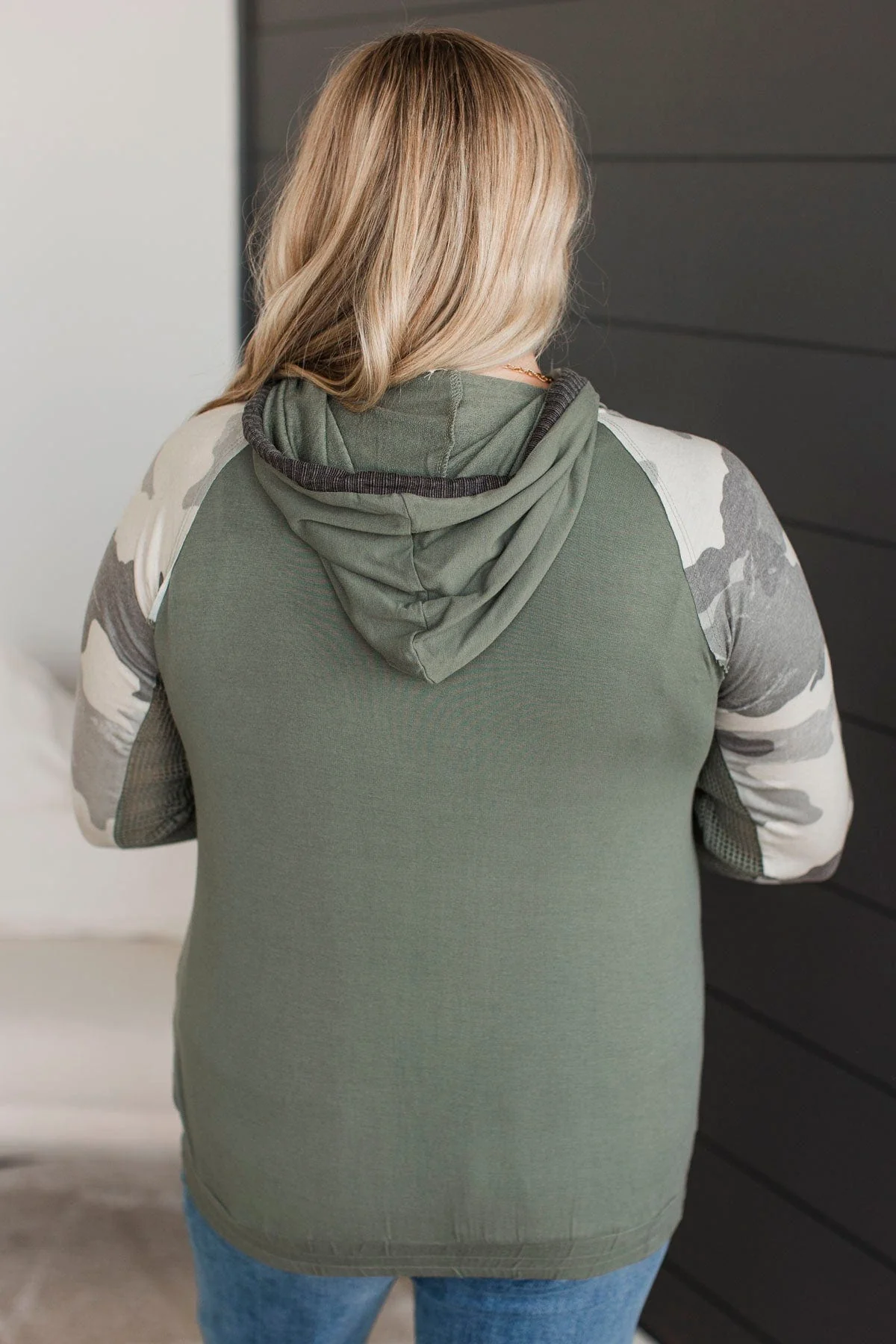 Unique Charm Lightweight Hoodie- Olive & Camo - Image 7