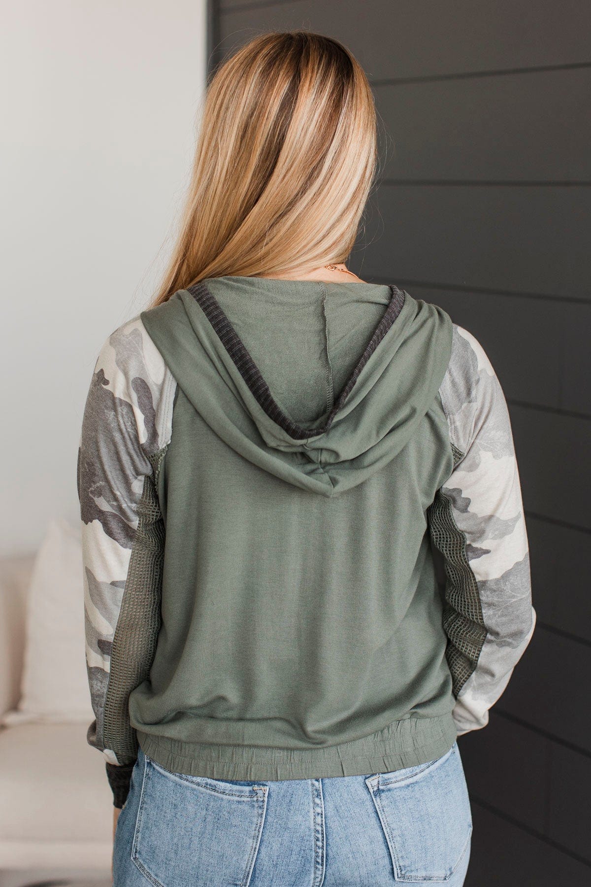 Unique Charm Lightweight Hoodie- Olive & Camo - Image 8