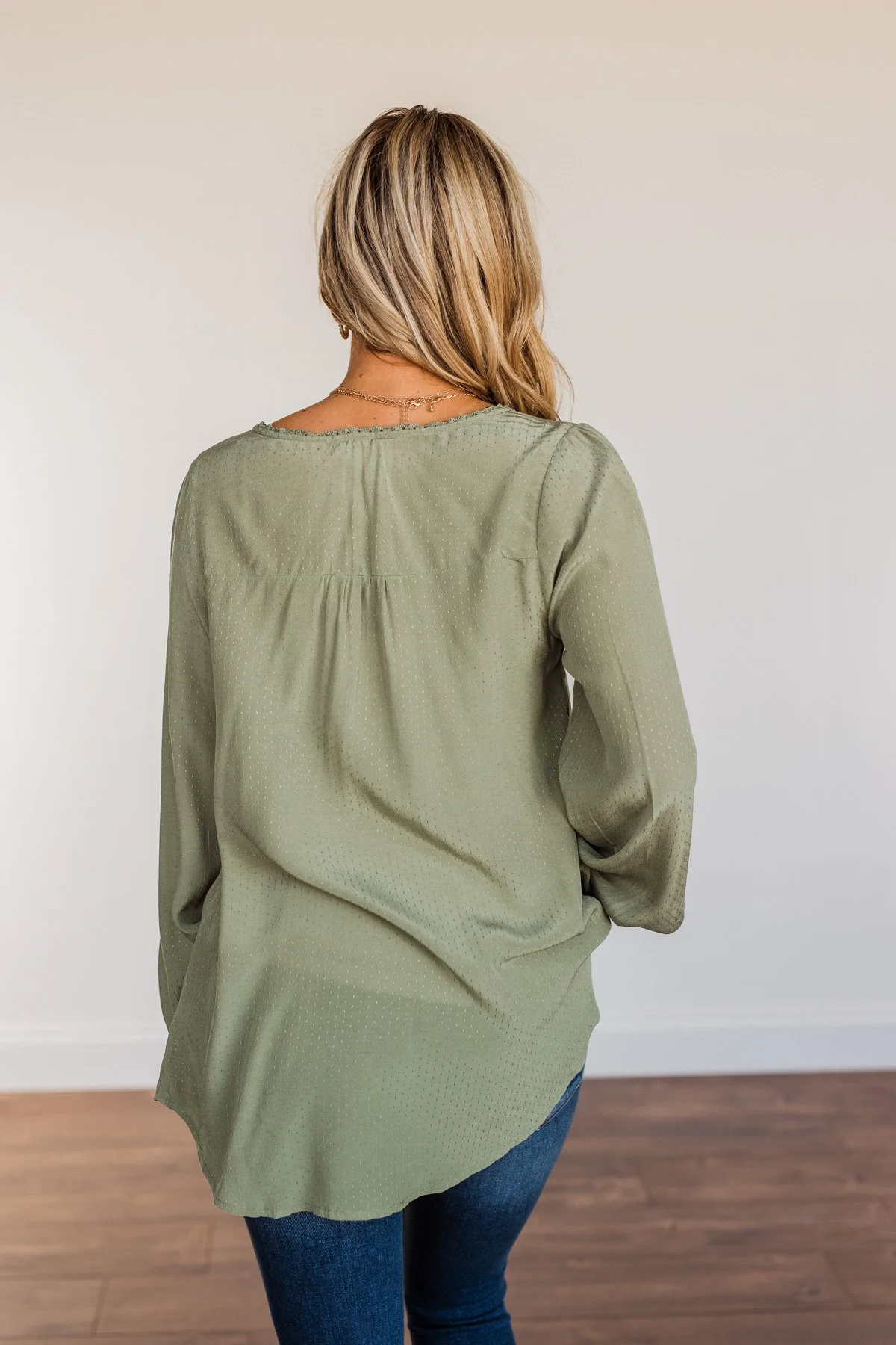 Uniquely Beautiful Lace Long Sleeve Blouse- Olive - Image 9