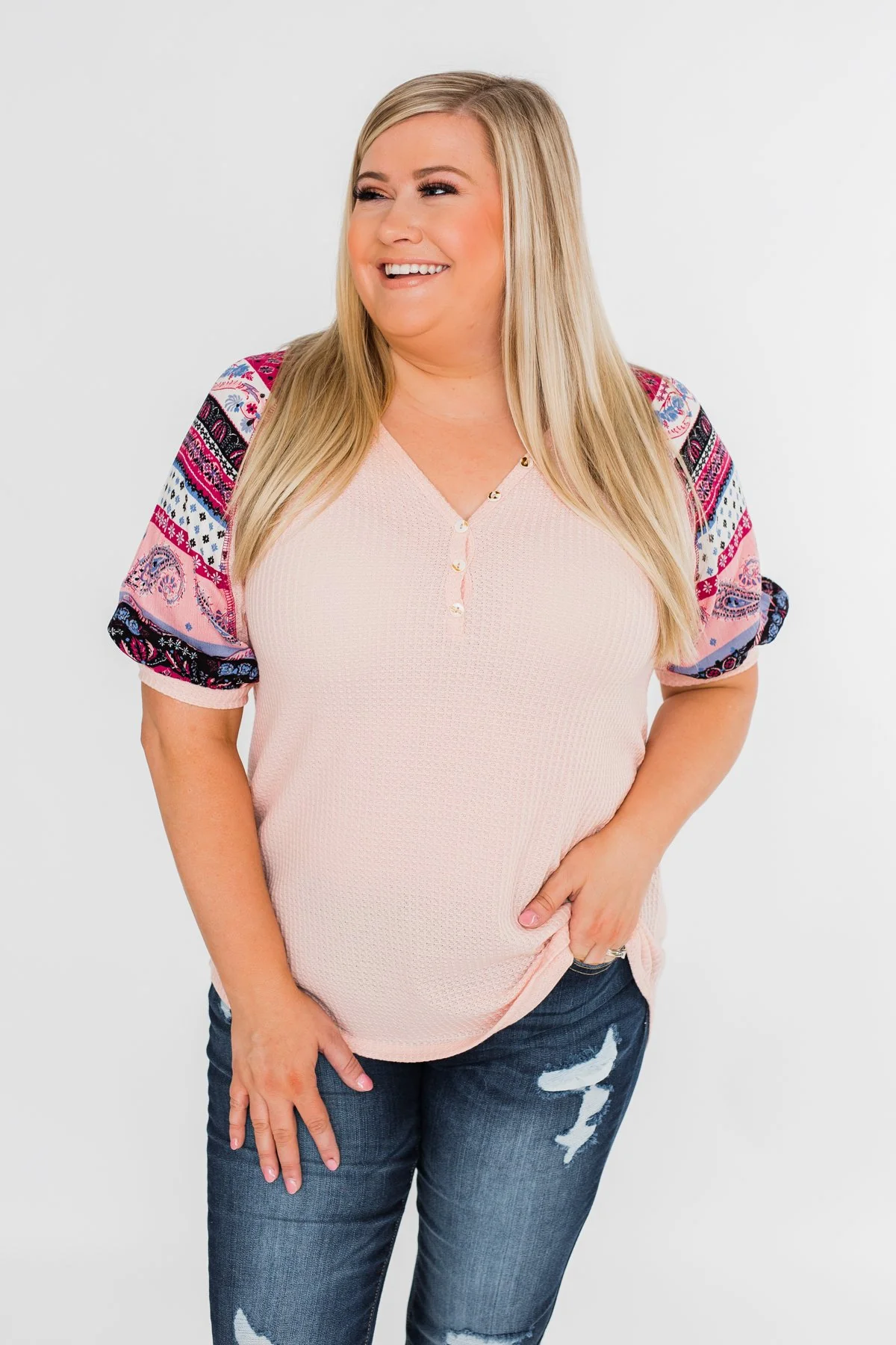 Uniquely You Button Detail Top- Blush - Image 8