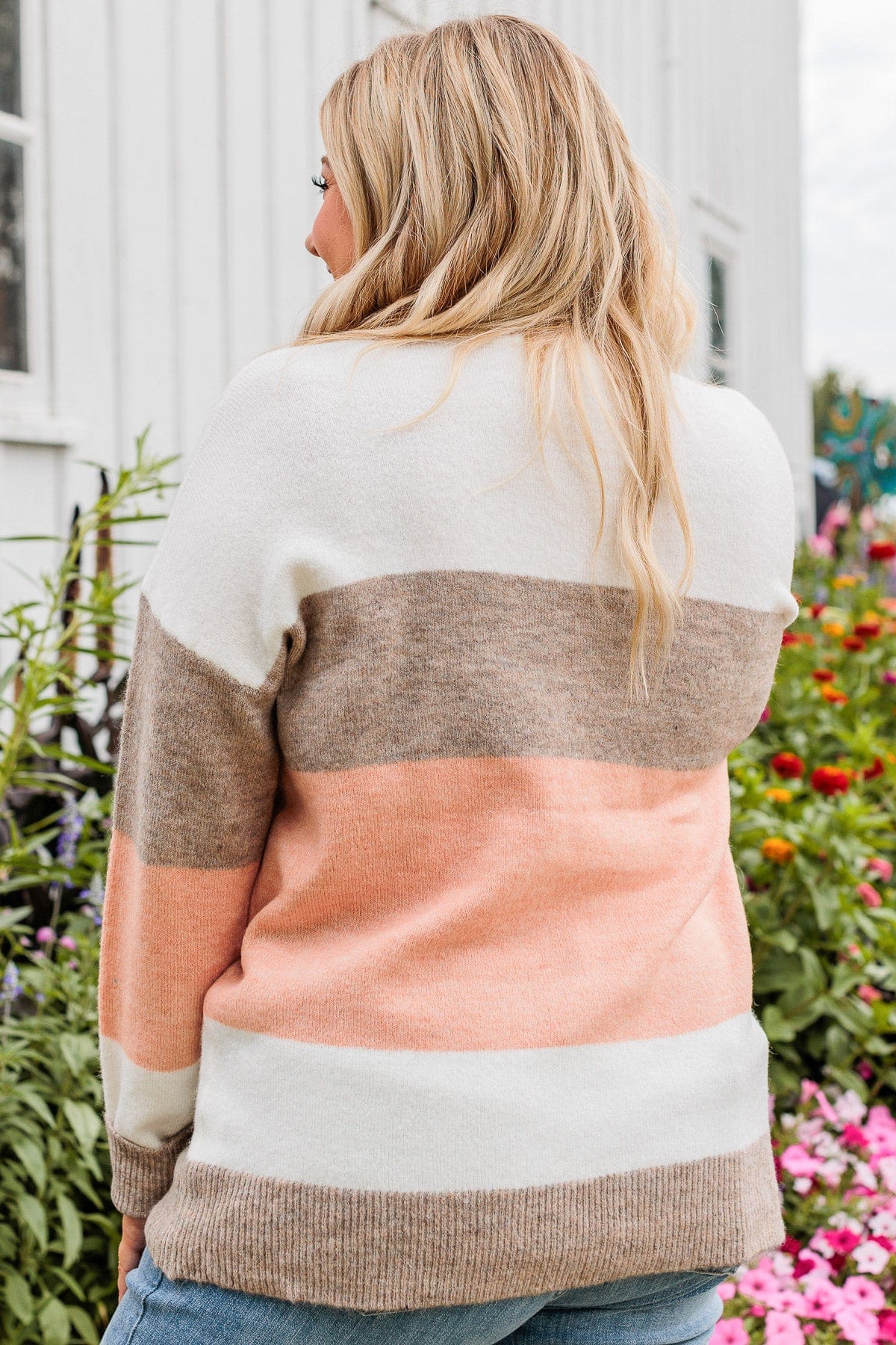 Unleash Your Shine Color Block Sweater- White, Mocha, & Pink - Image 11