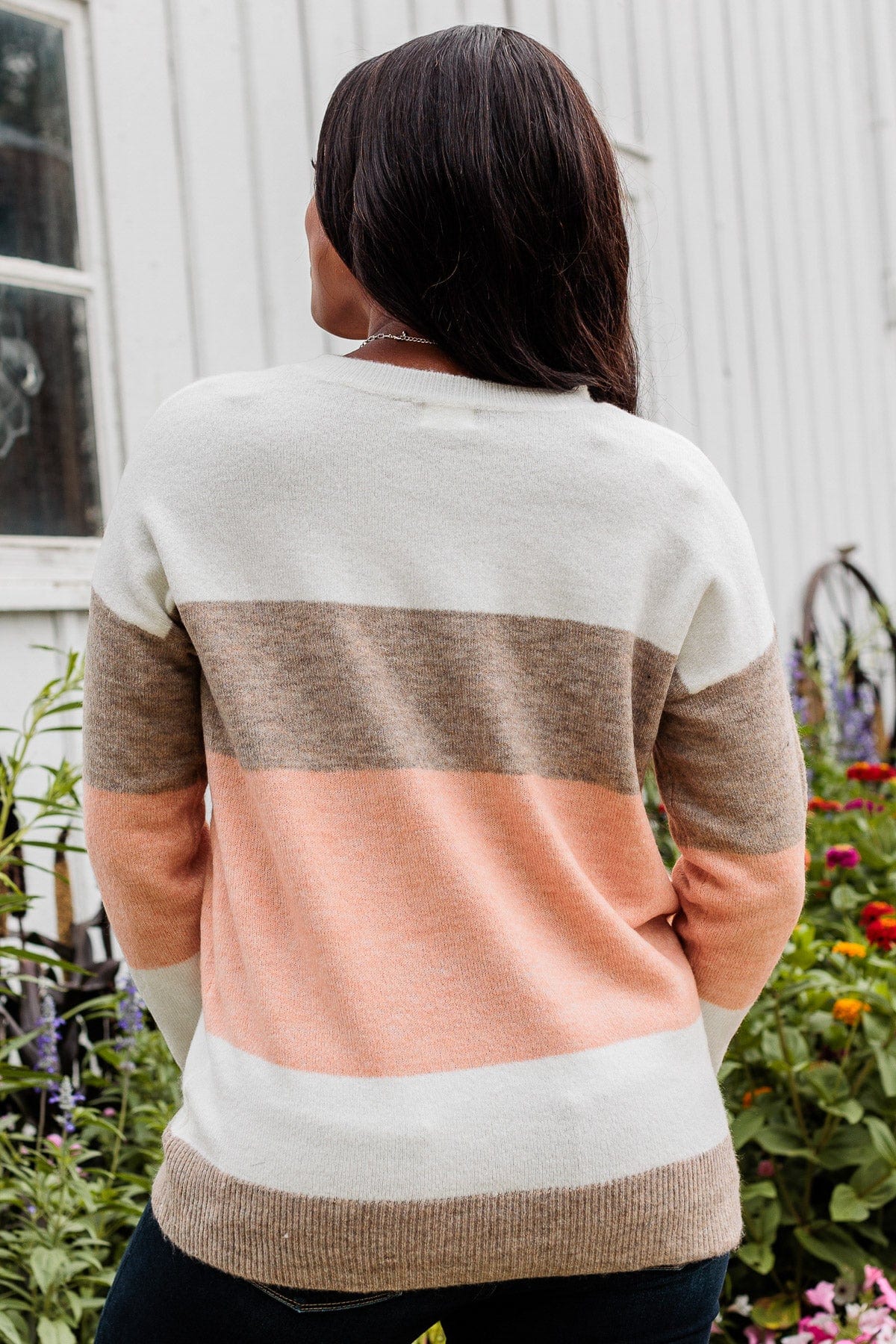 Unleash Your Shine Color Block Sweater- White, Mocha, & Pink - Image 13