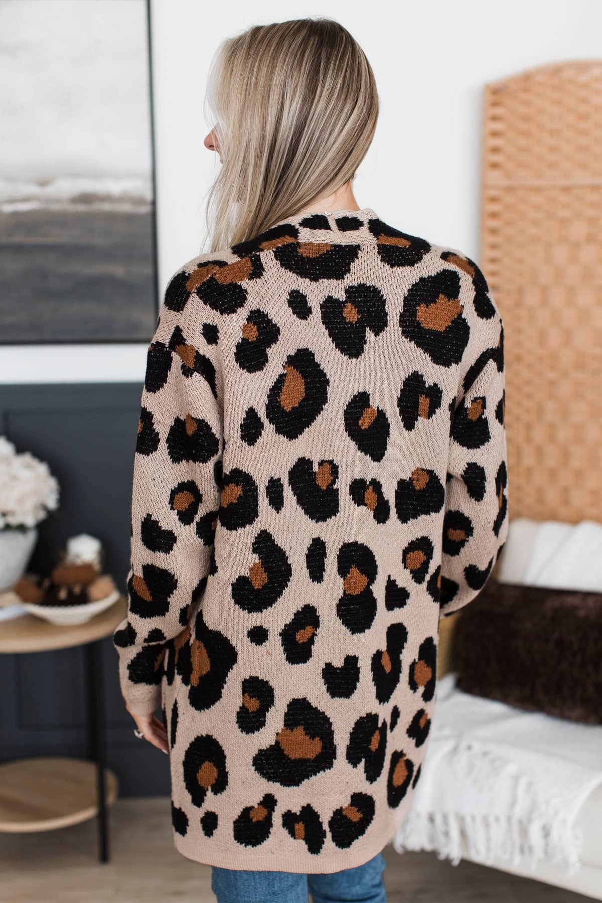 Unleashed Potential Leopard Knit Cardigan- Light Taupe - Image 7