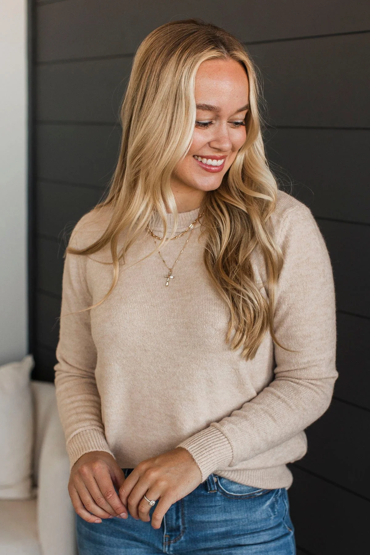 Unmistakable Beauty Knit Sweater- Oatmeal - Image 2