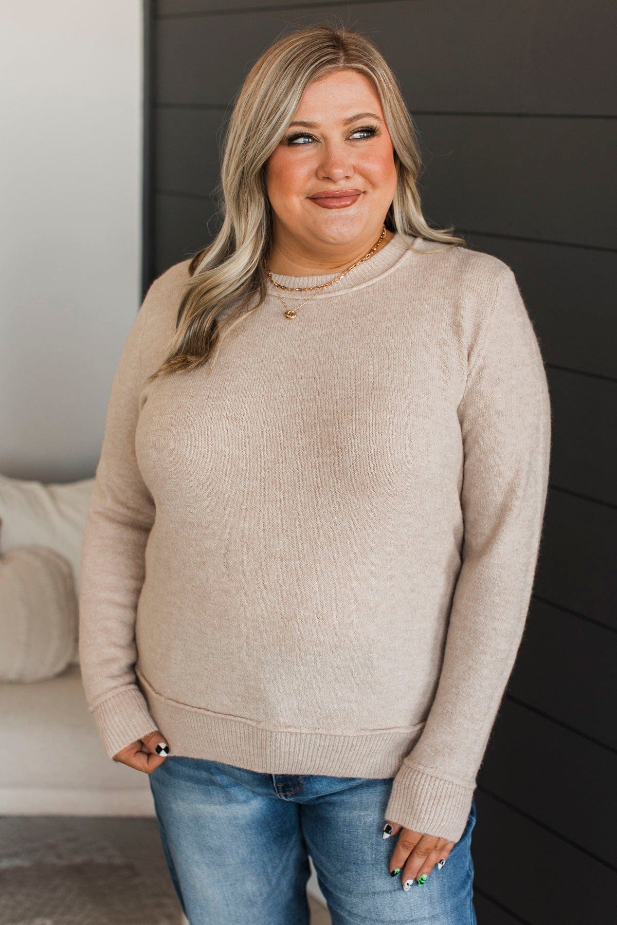 Unmistakable Beauty Knit Sweater- Oatmeal - Image 3