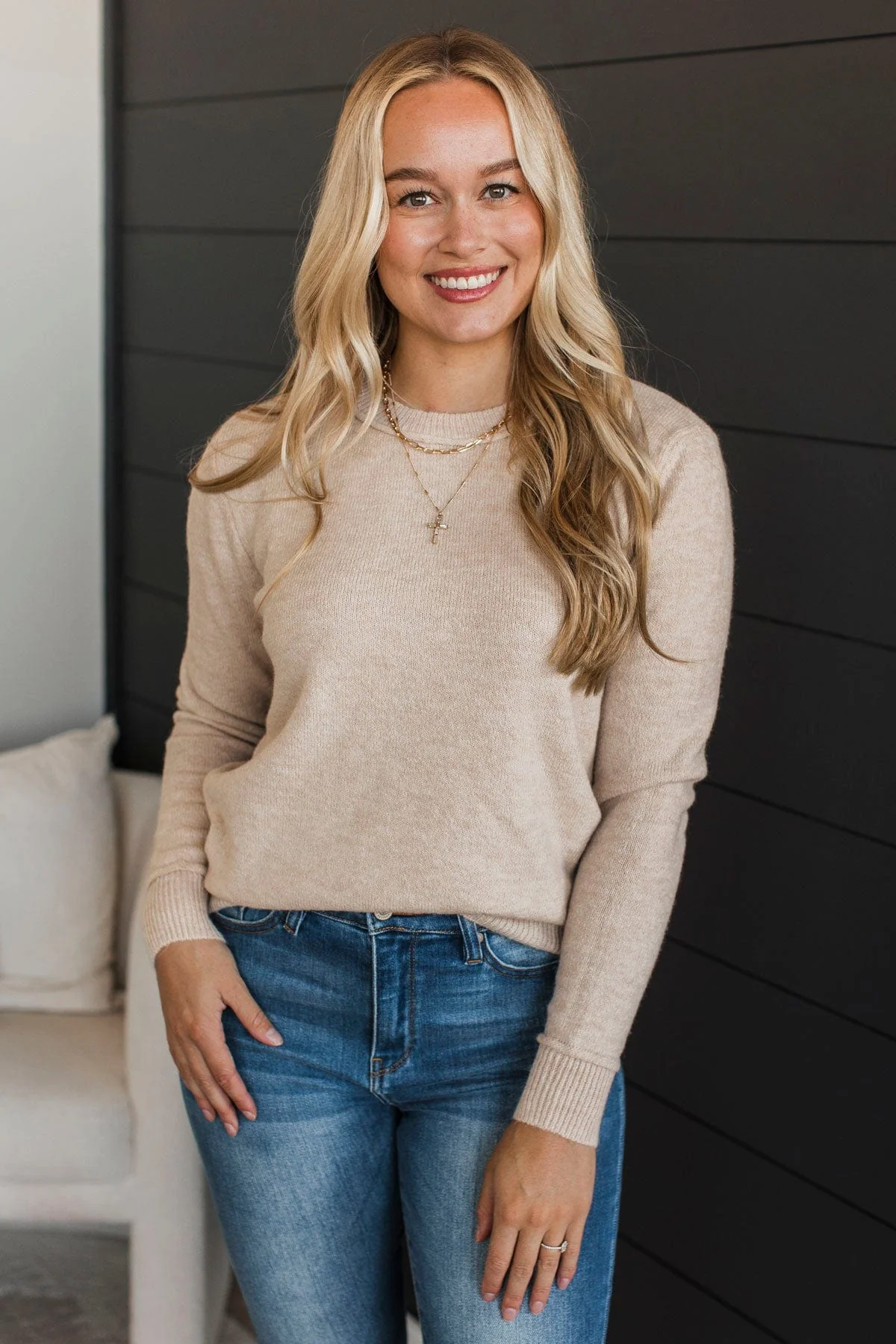 Unmistakable Beauty Knit Sweater- Oatmeal - Image 4
