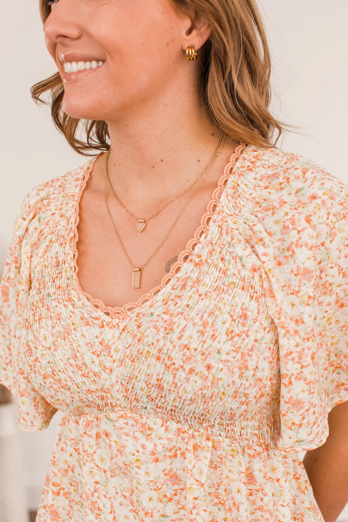 Unmistakable Grace 2 Tiered Necklace- Pink Marble & Gold - Image 4