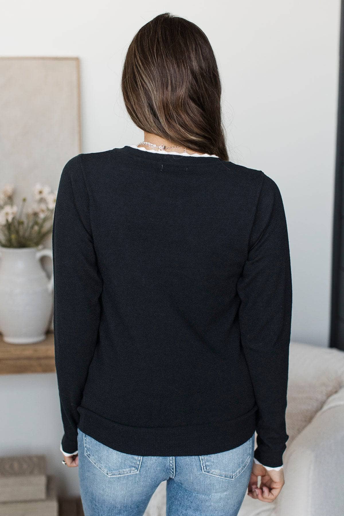 Unshakable Confidence Contrast Knit Sweater- Black - Image 7