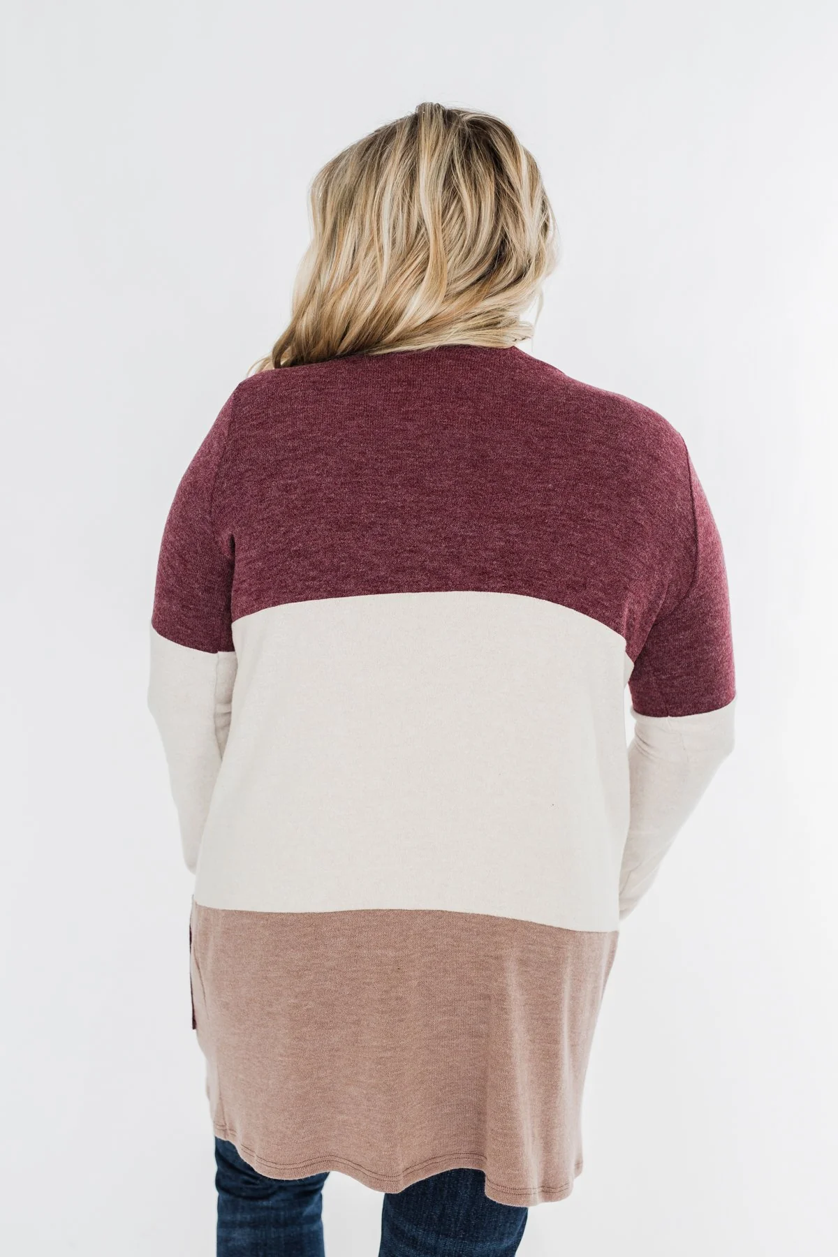 Until Tomorrow Color Block Cardigan- Plum & Mocha - Image 13