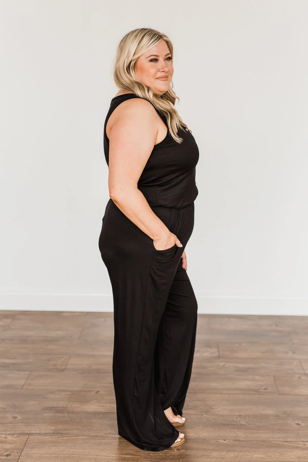 Up For Adventure V-Neck Sleeveless Jumpsuit- Black - Image 8