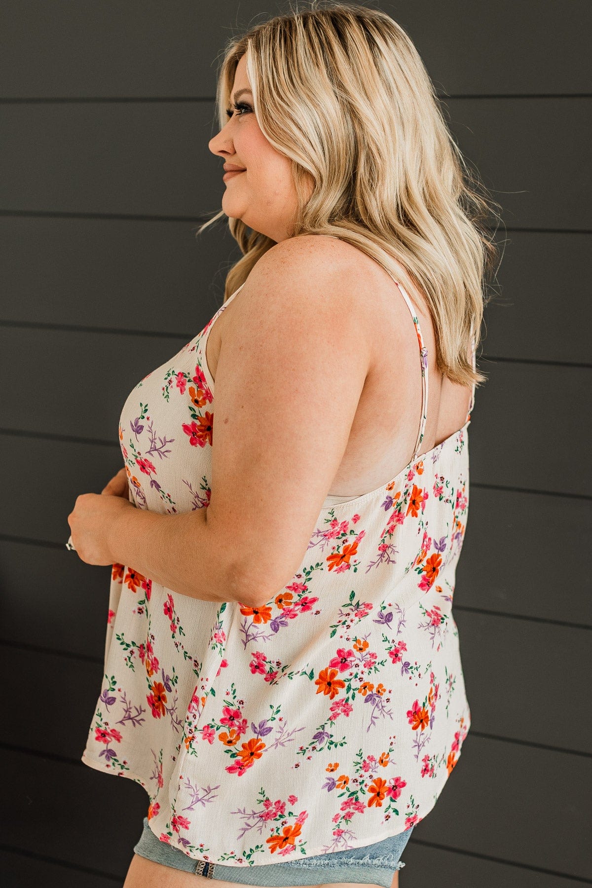 Up For Fun Floral Tank Top- Ivory - Image 6