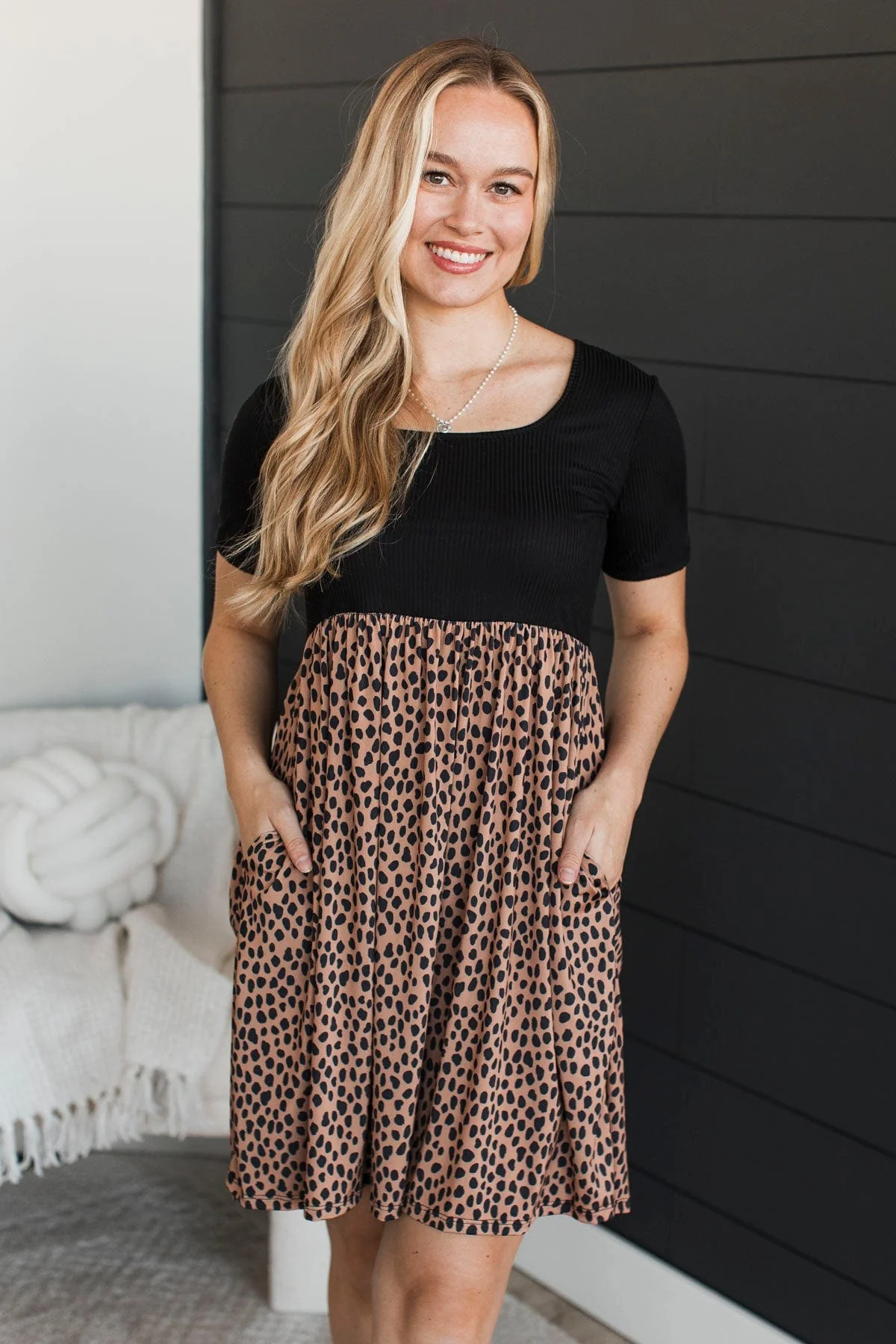 Up For The Chase Animal Print Dress- Black & Brown - Image 3