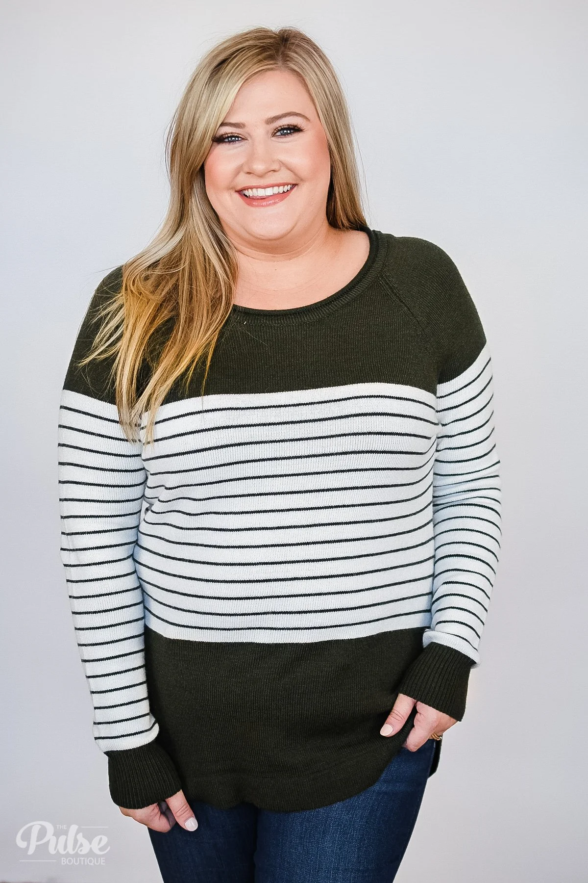 Have It Your Way Striped Sweater- Olive - Image 10