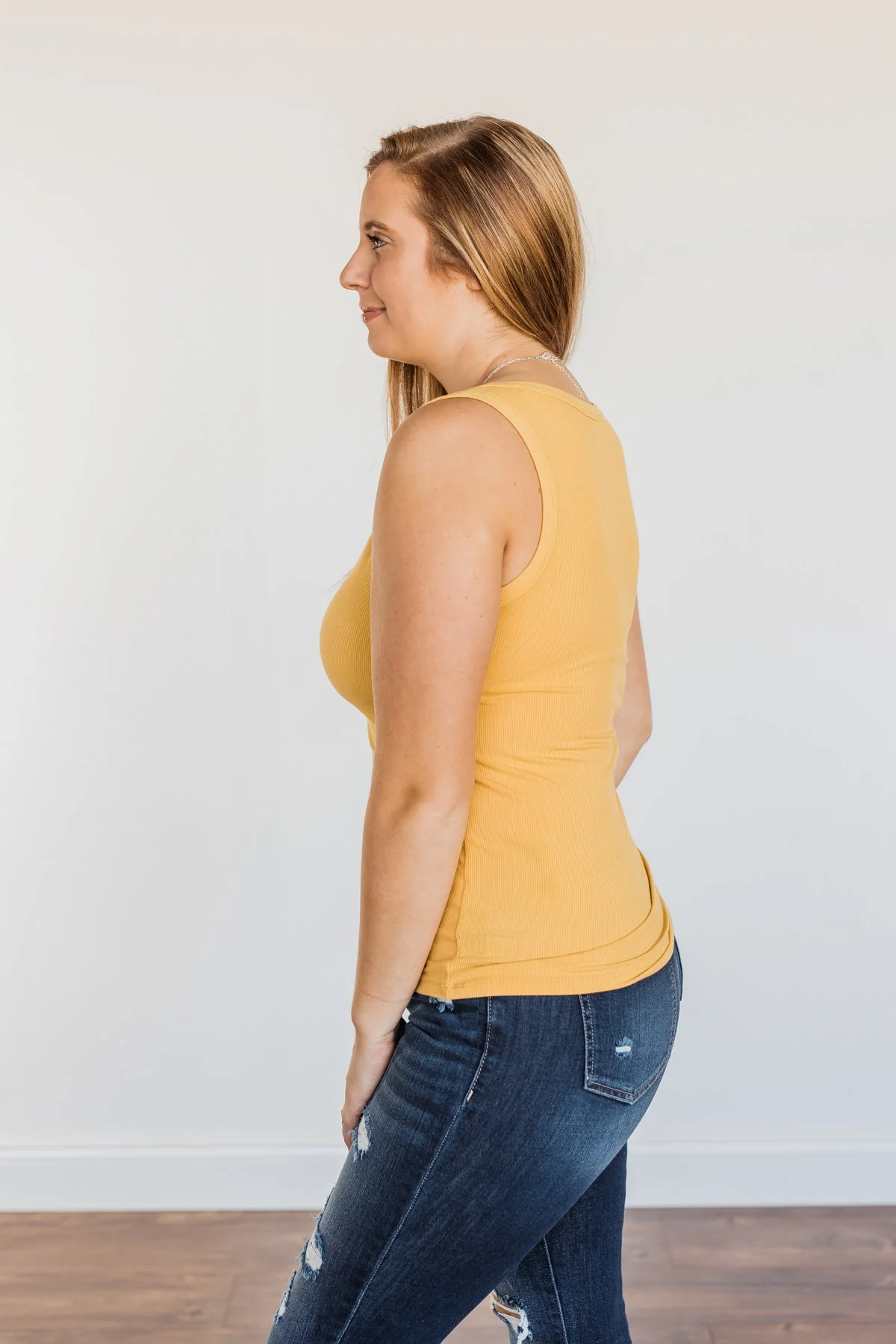 Uplifting Spirits Button Henley Tank Top- Golden Yellow - Image 12
