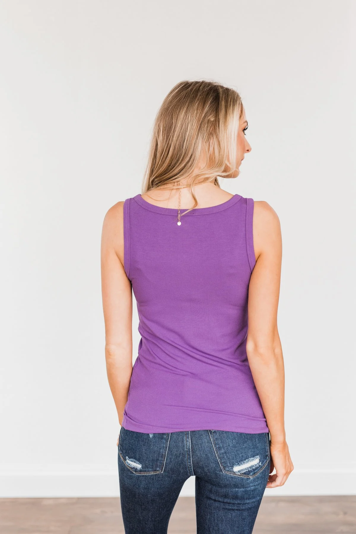 Uplifting Spirits Button Henley Tank Top- Purple - Image 6