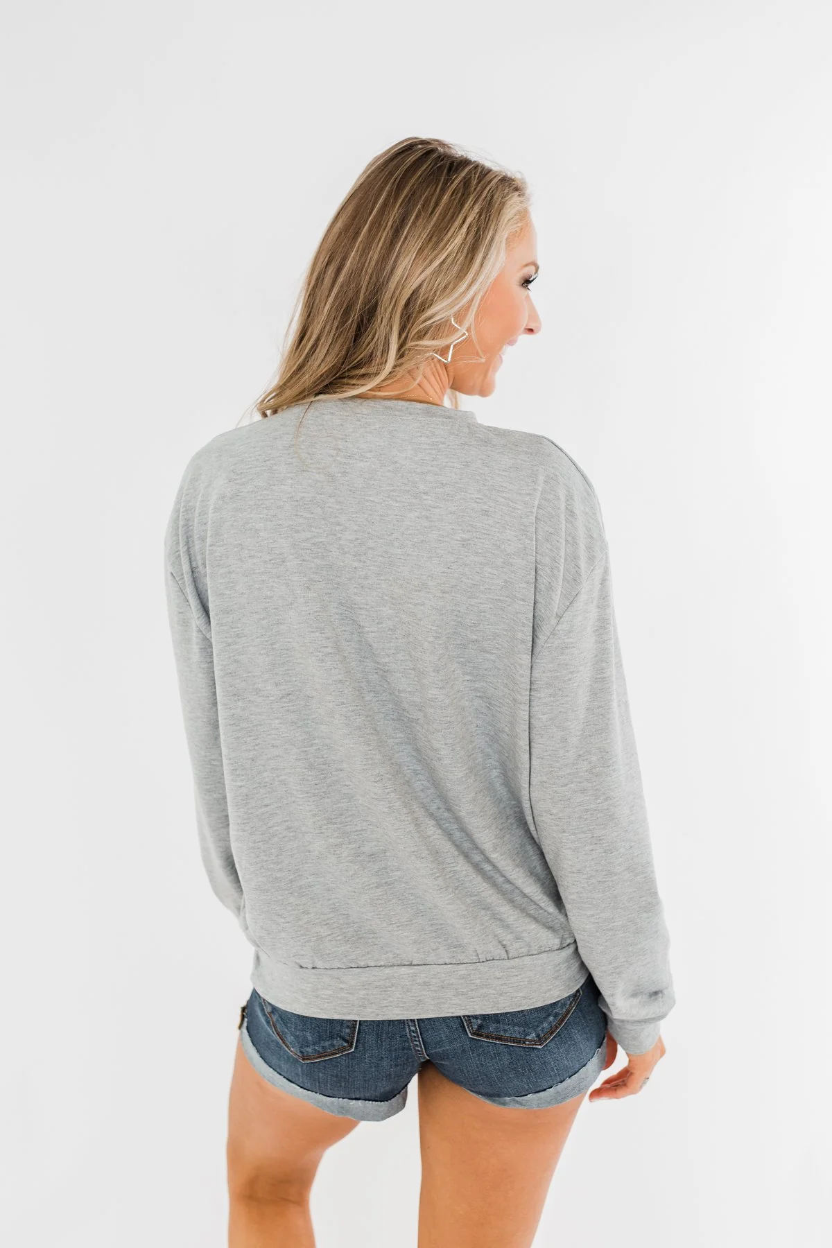 "USA" American Flag Graphic Pullover Top- Grey - Image 11