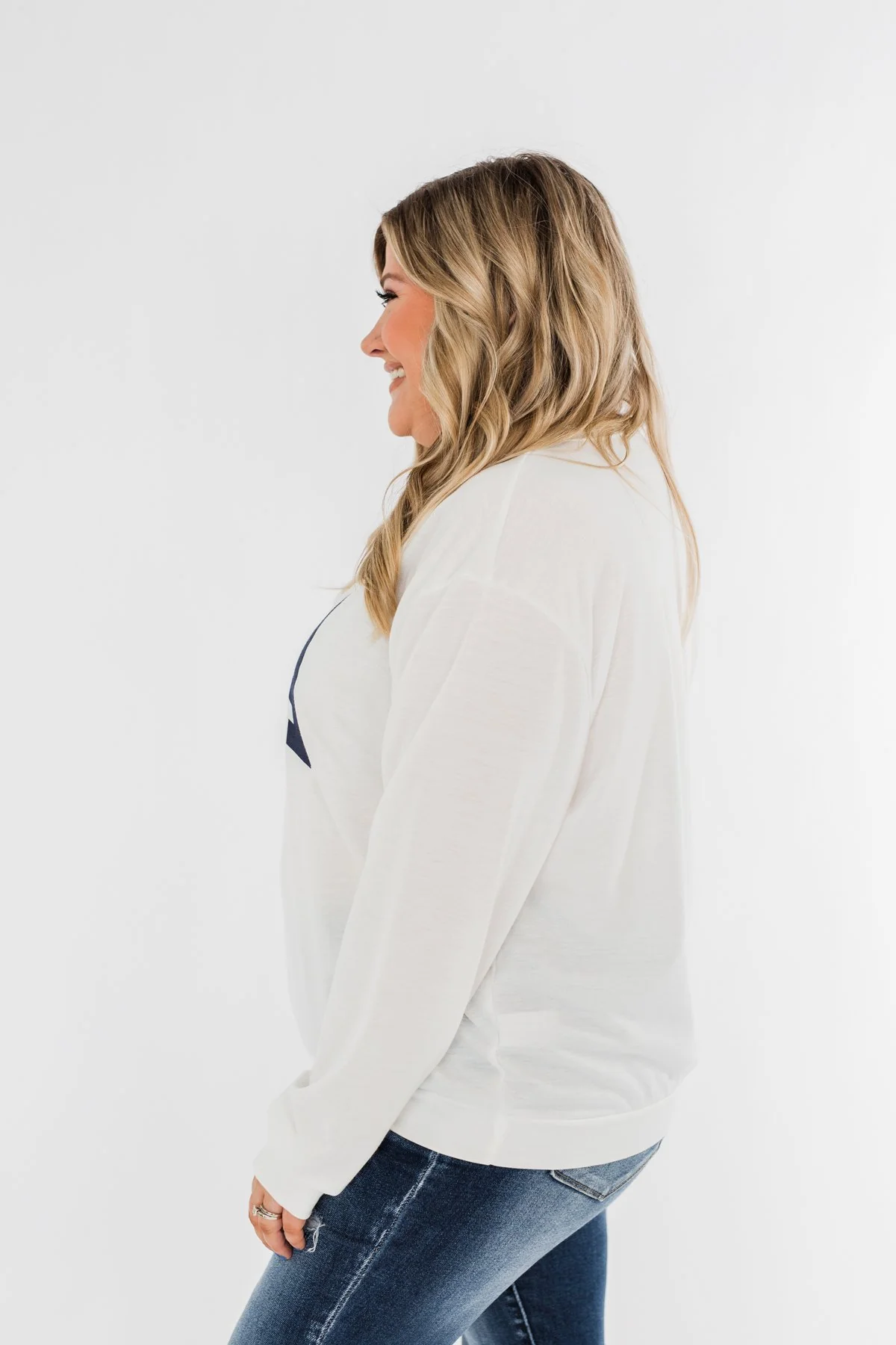 "USA" American Flag Graphic Pullover Top- Ivory - Image 8