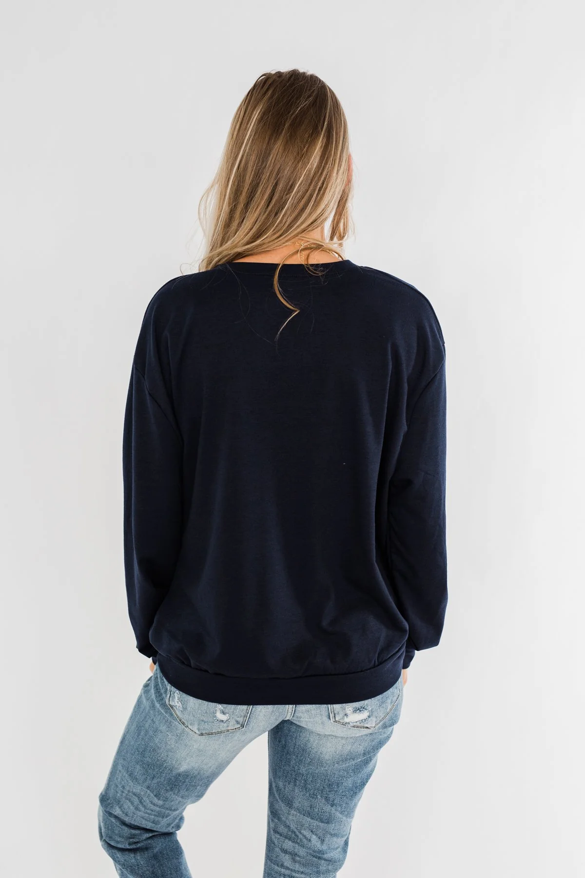 "USA" American Flag Graphic Pullover Top- Navy - Image 10