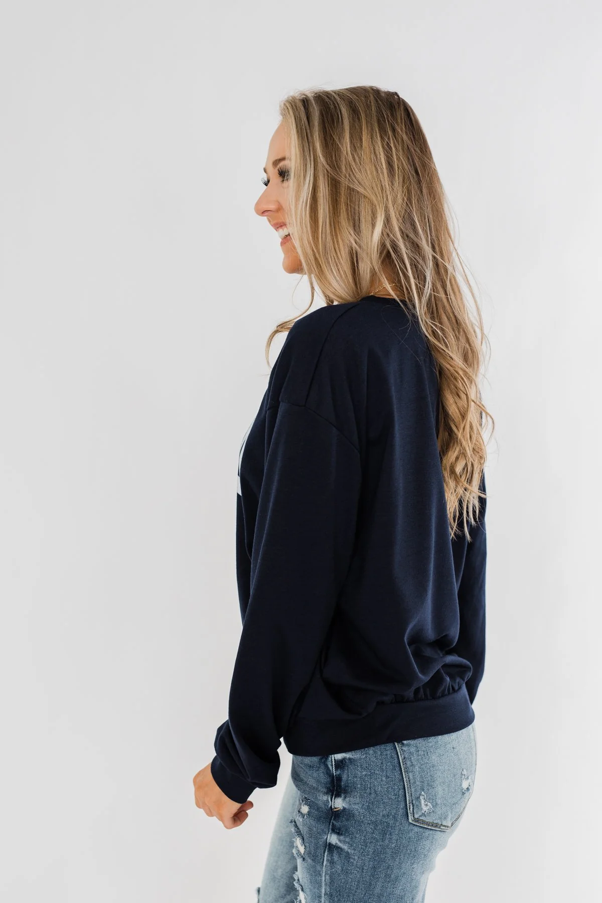 "USA" American Flag Graphic Pullover Top- Navy - Image 8