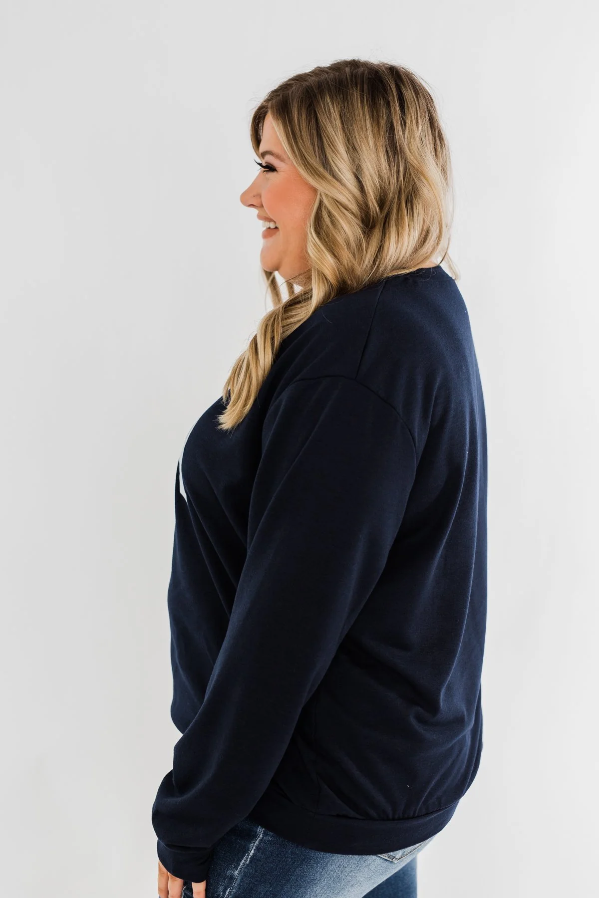"USA" American Flag Graphic Pullover Top- Navy - Image 9