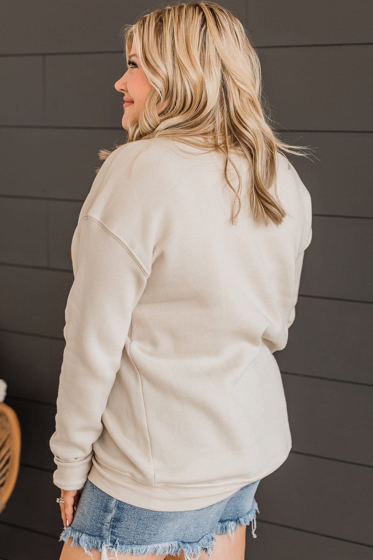 "USA" Crew Neck Pullover- Beige - Image 6
