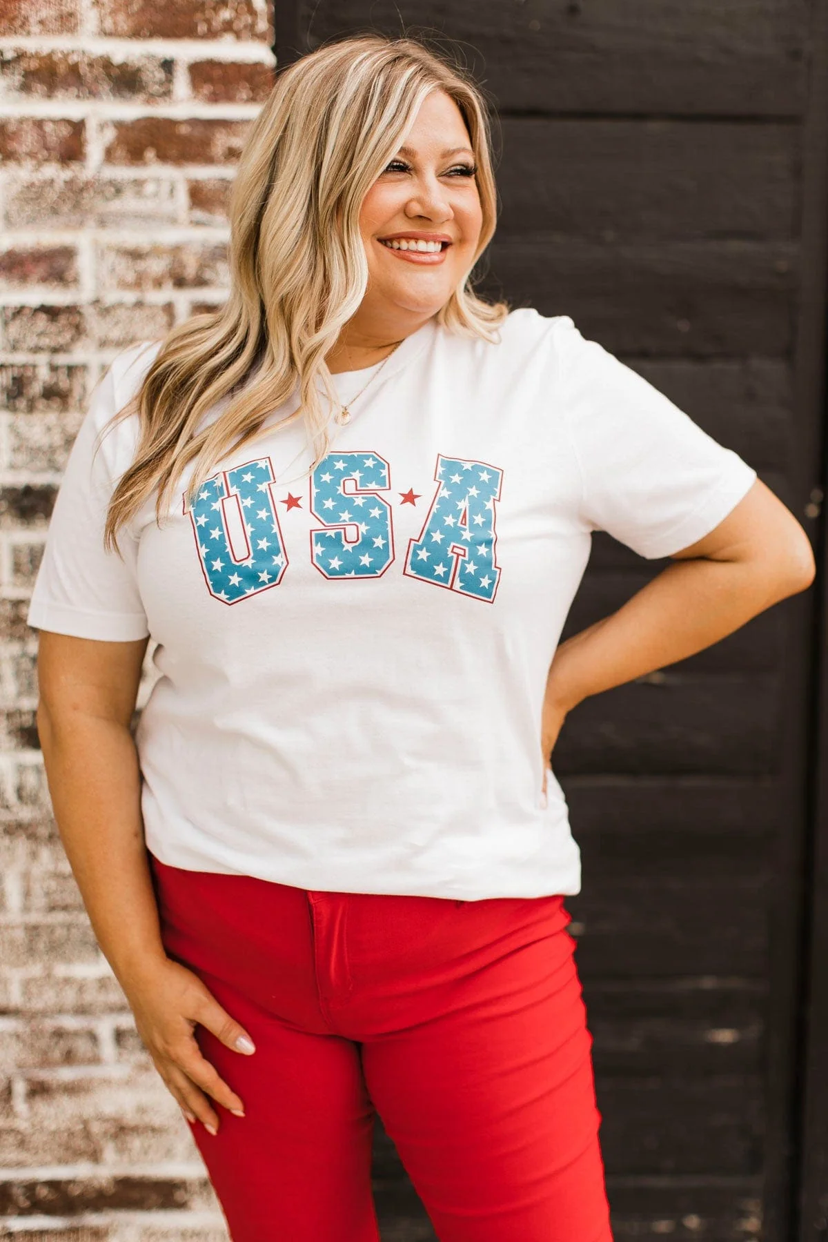 "USA" Graphic Tee- White - Image 2