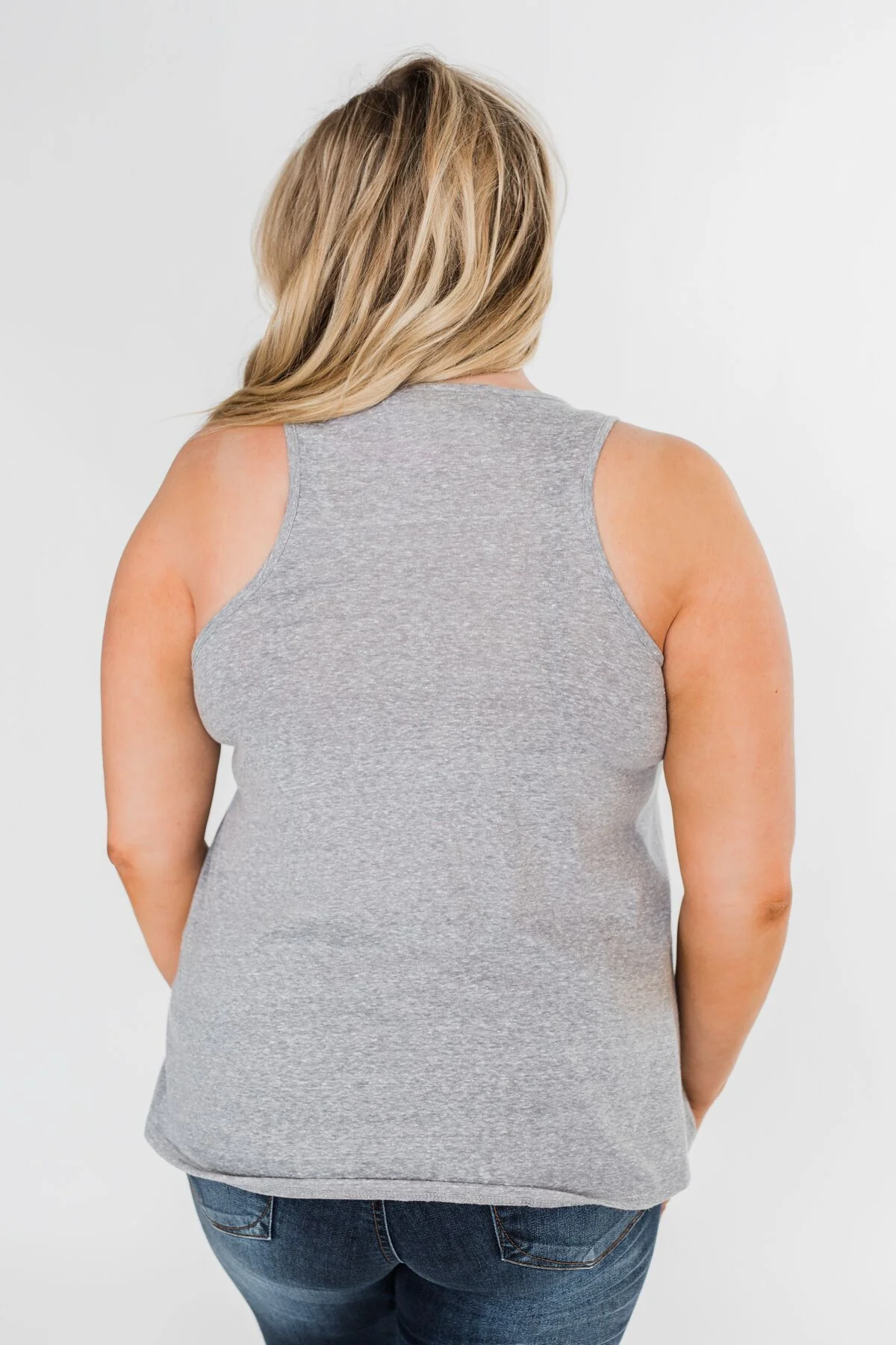 USA Racer Back Tank Top- Grey - Image 6